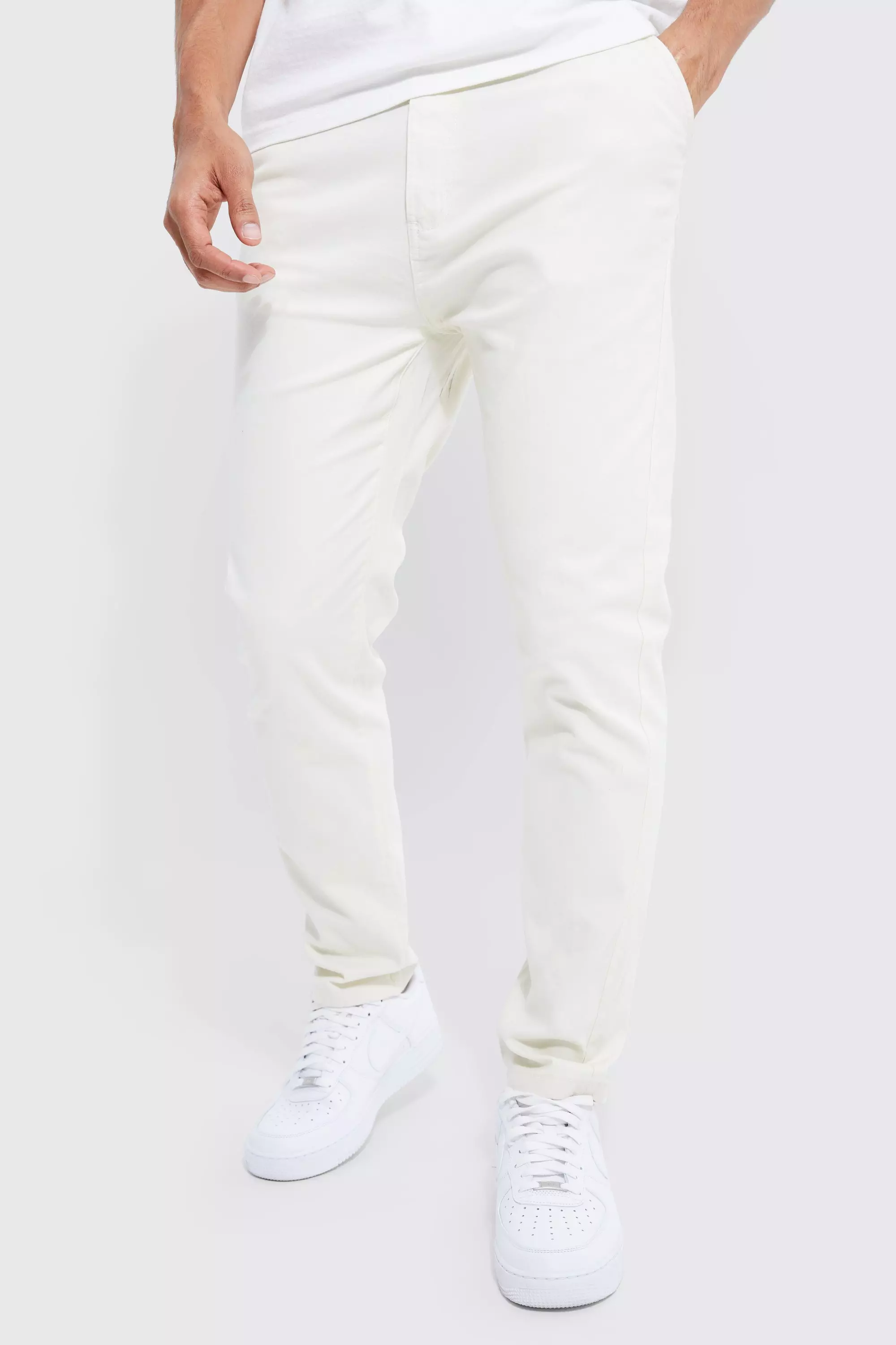 Fixed Waist Slim Fit Stretch Chino Trousers