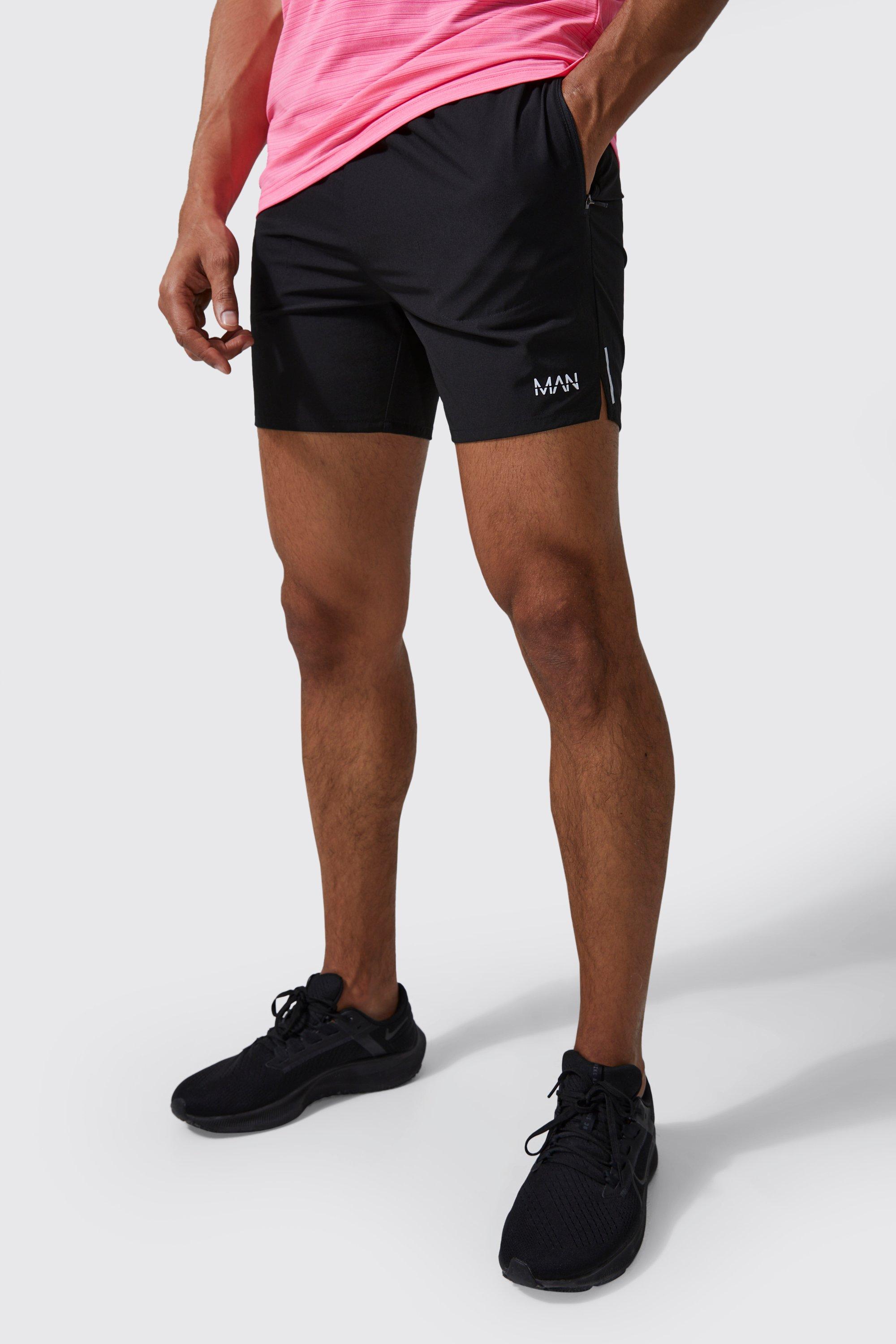 Mens Black Man Active Lightweight Performance Shorts, Black