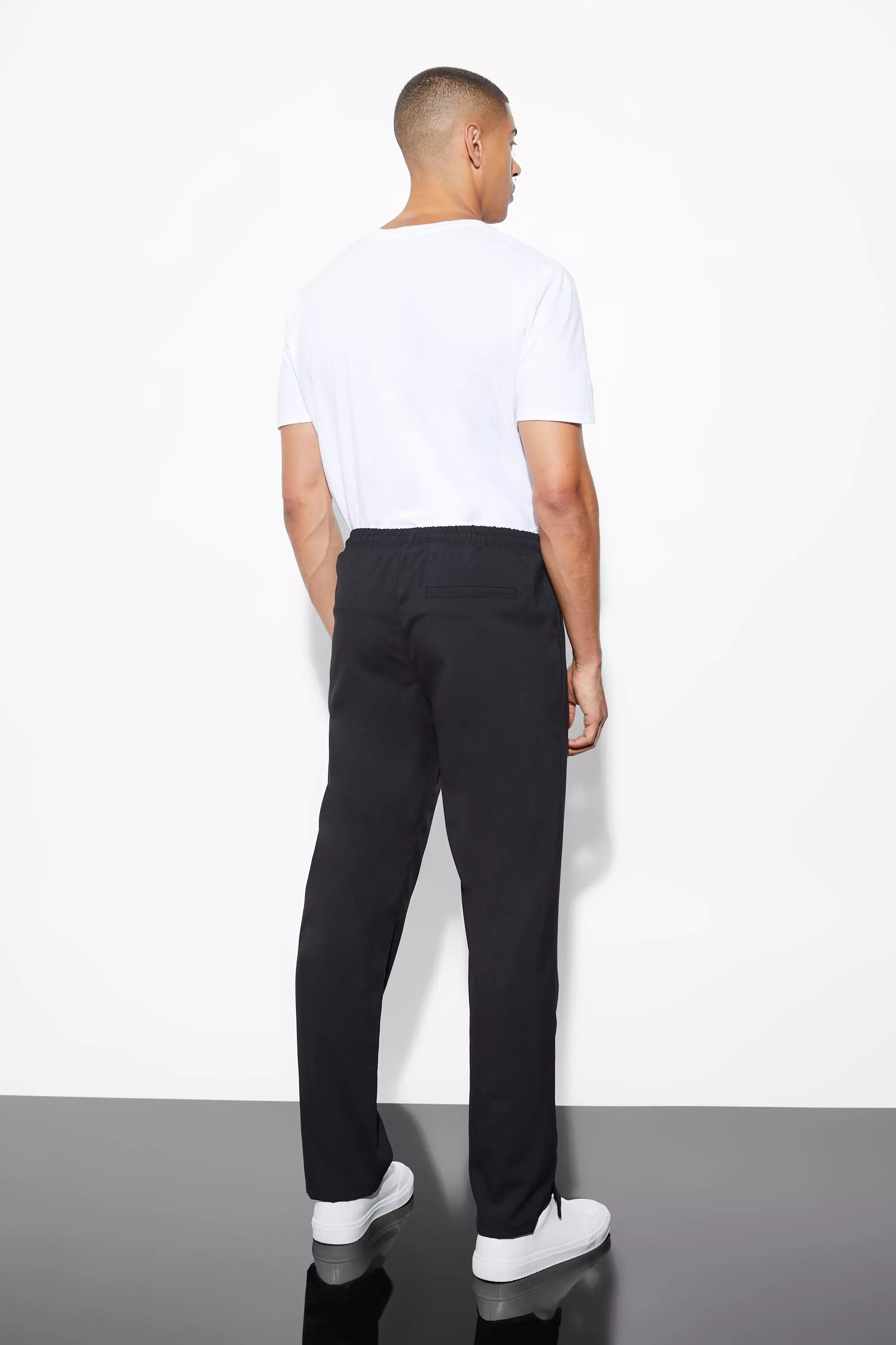 Weekday split hem polyester pants in black