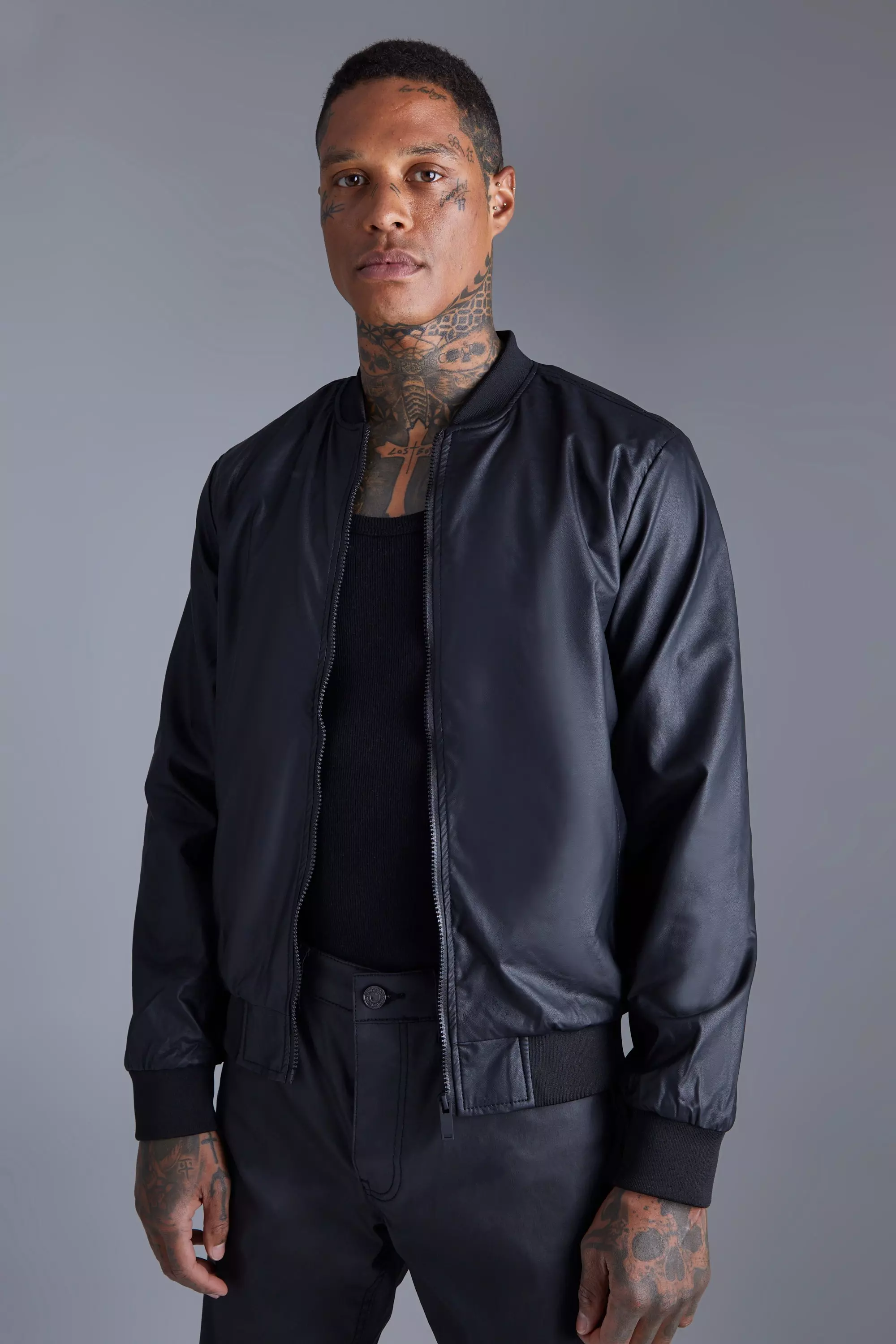 Mens black clearance satin bomber jacket