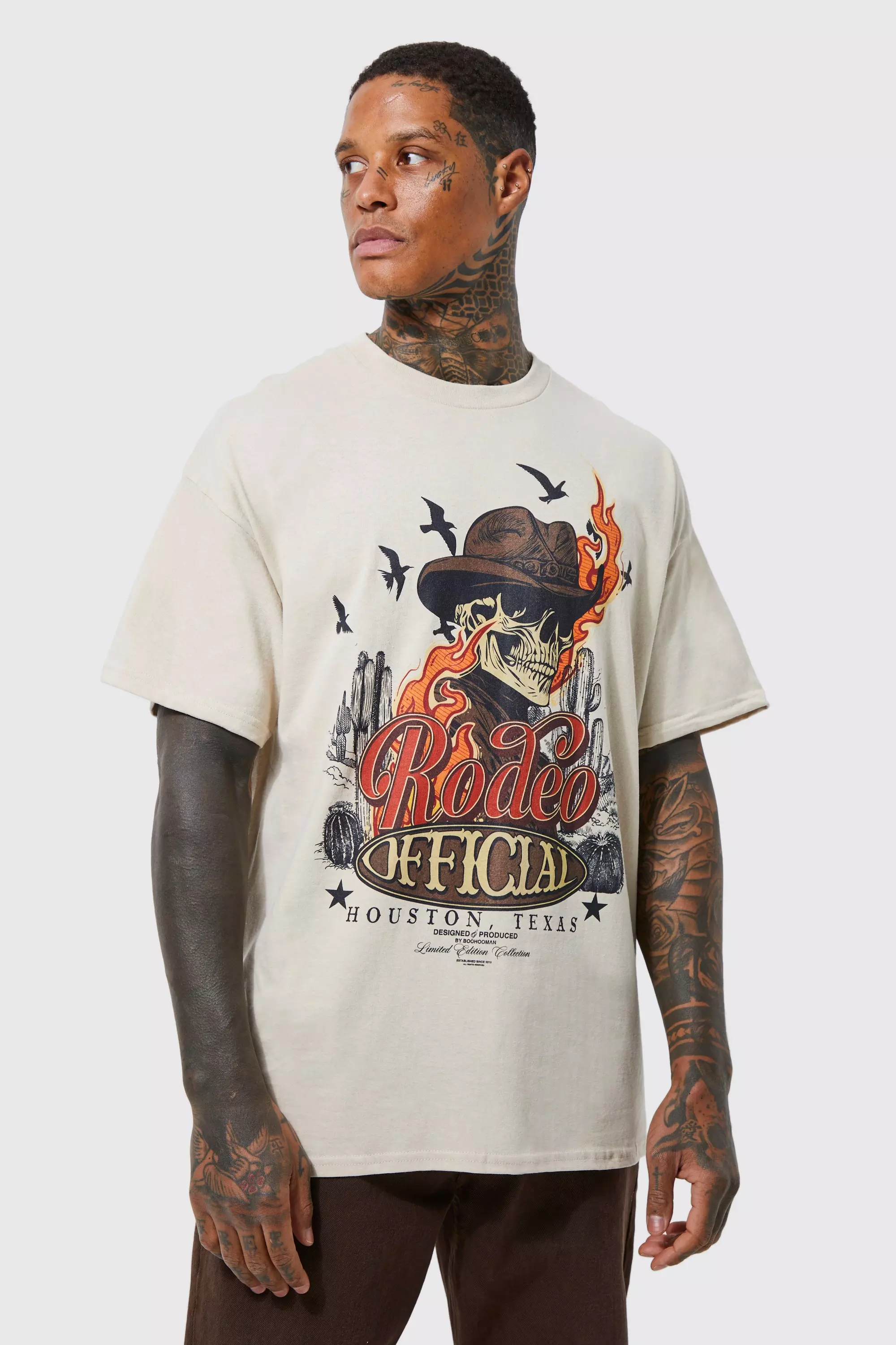 Oversized West Skeleton T-shirt | boohooMAN USA