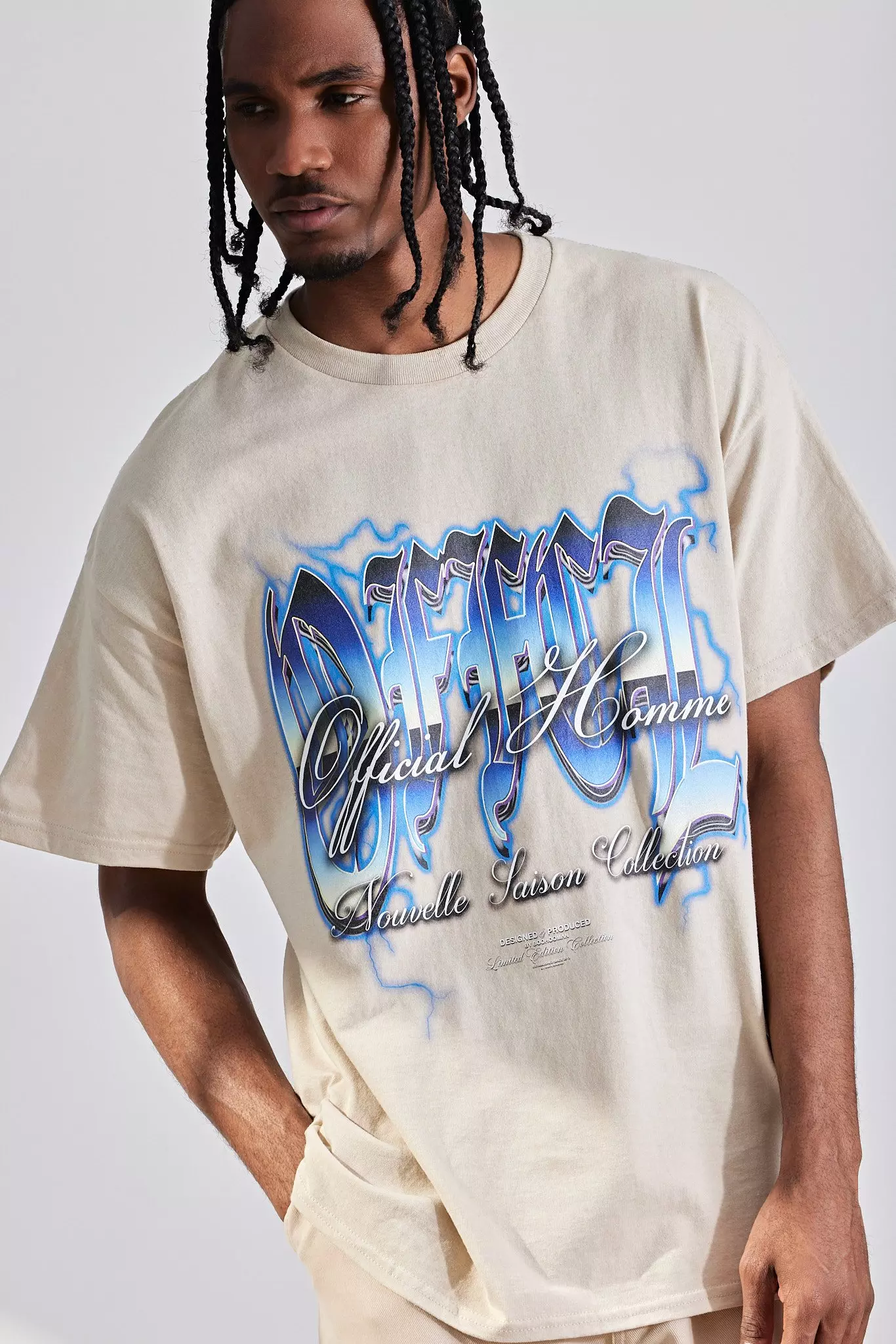 Oversized Metallic Official Homme T shirt boohooMAN USA