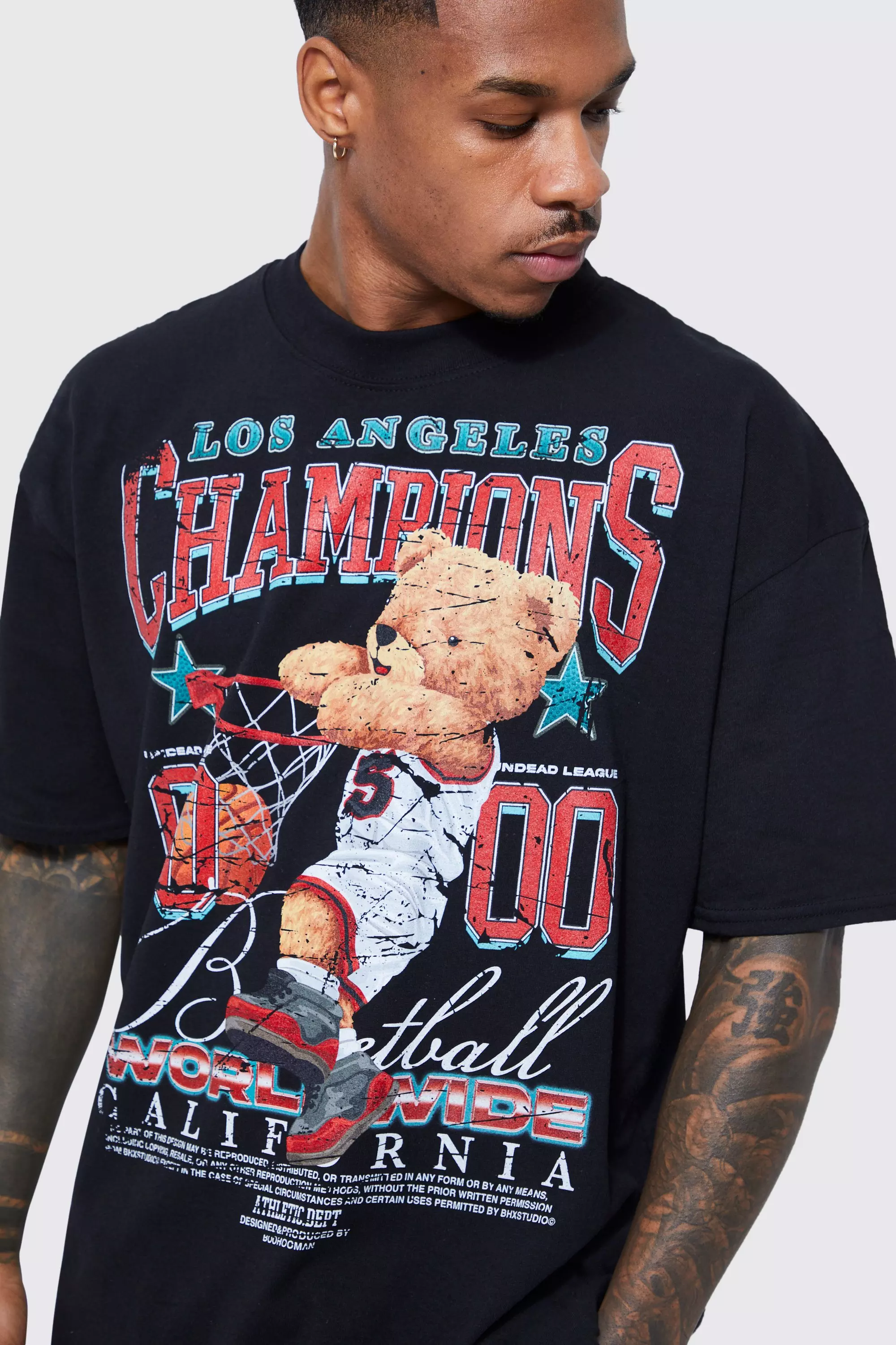 Vintage Basketball Teddy Graphic T shirt