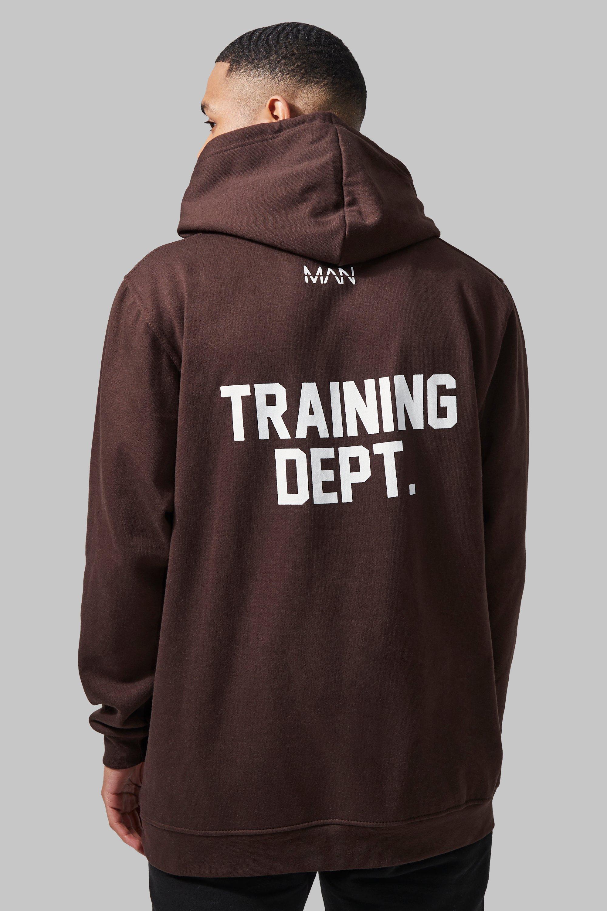 men's man active training dept oversized hoodie - brown - xs, brown