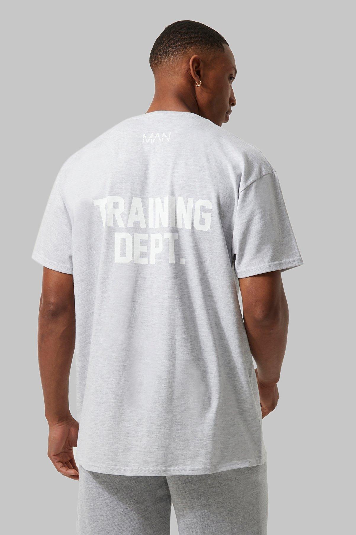 Mens Grey Man Active Training Dept Oversized T-shirt, Grey