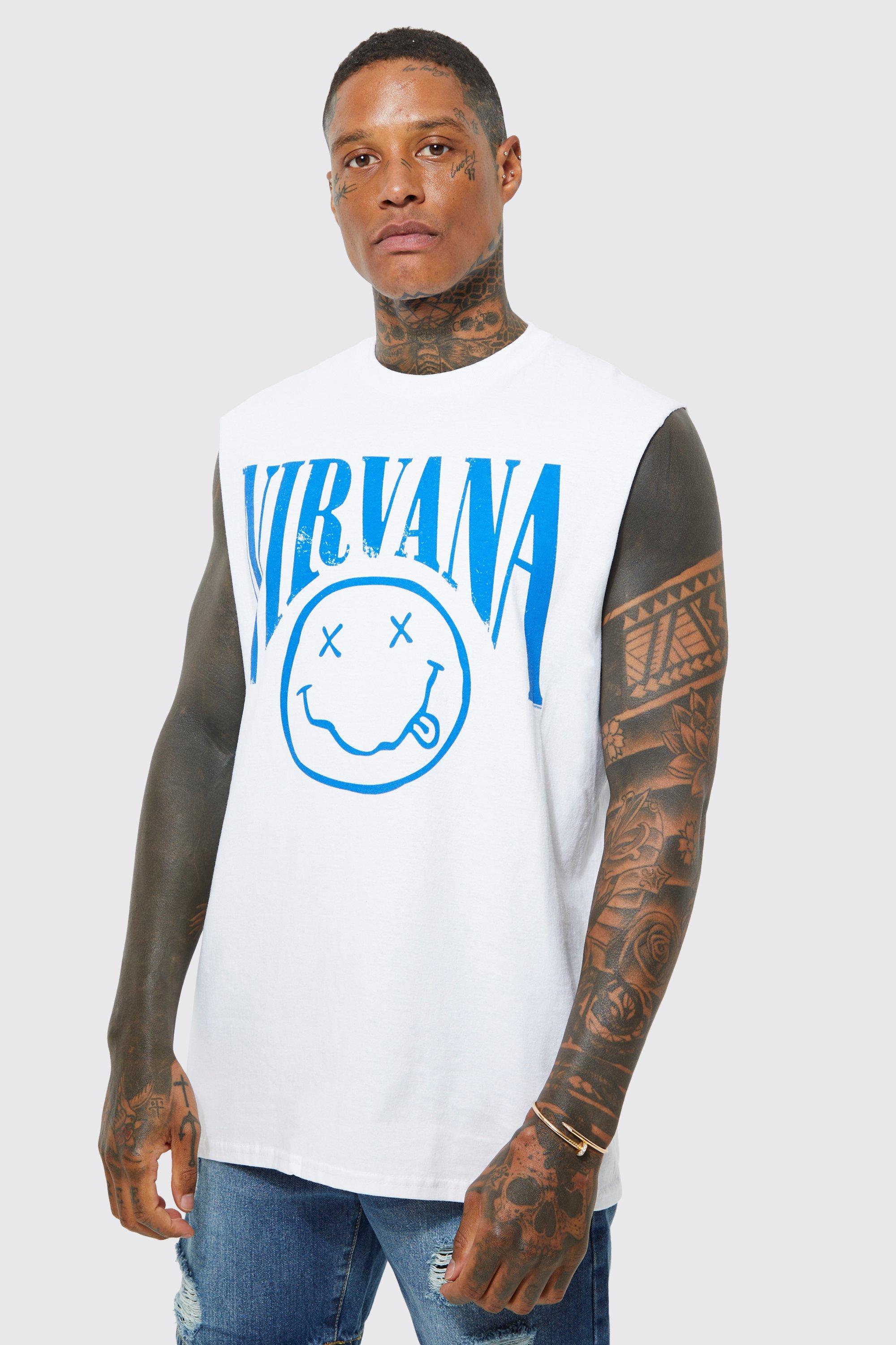 Mens White Regular Fit Nirvana License vest, White