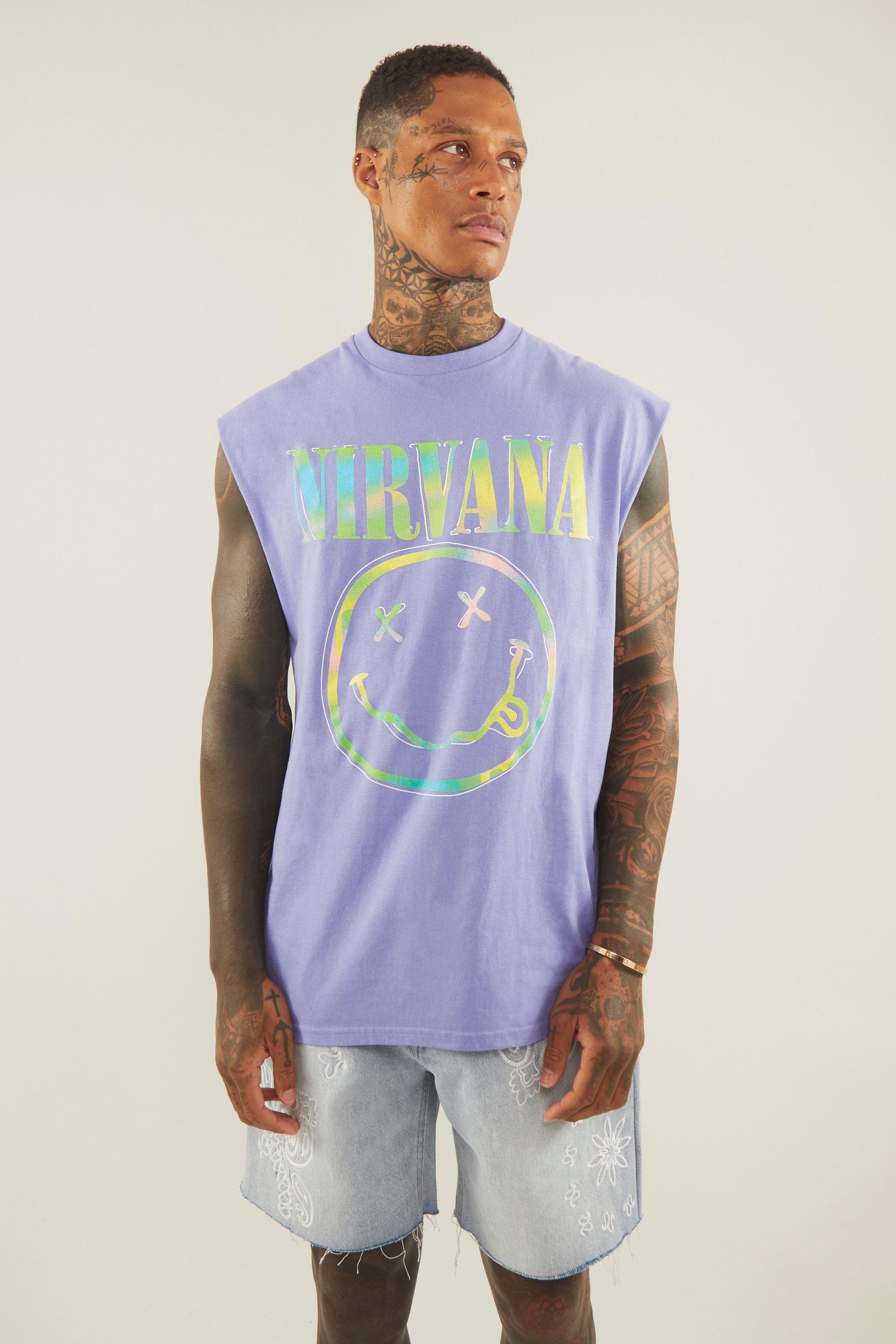 Mens Purple Oversized Nirvana License vest, Purple