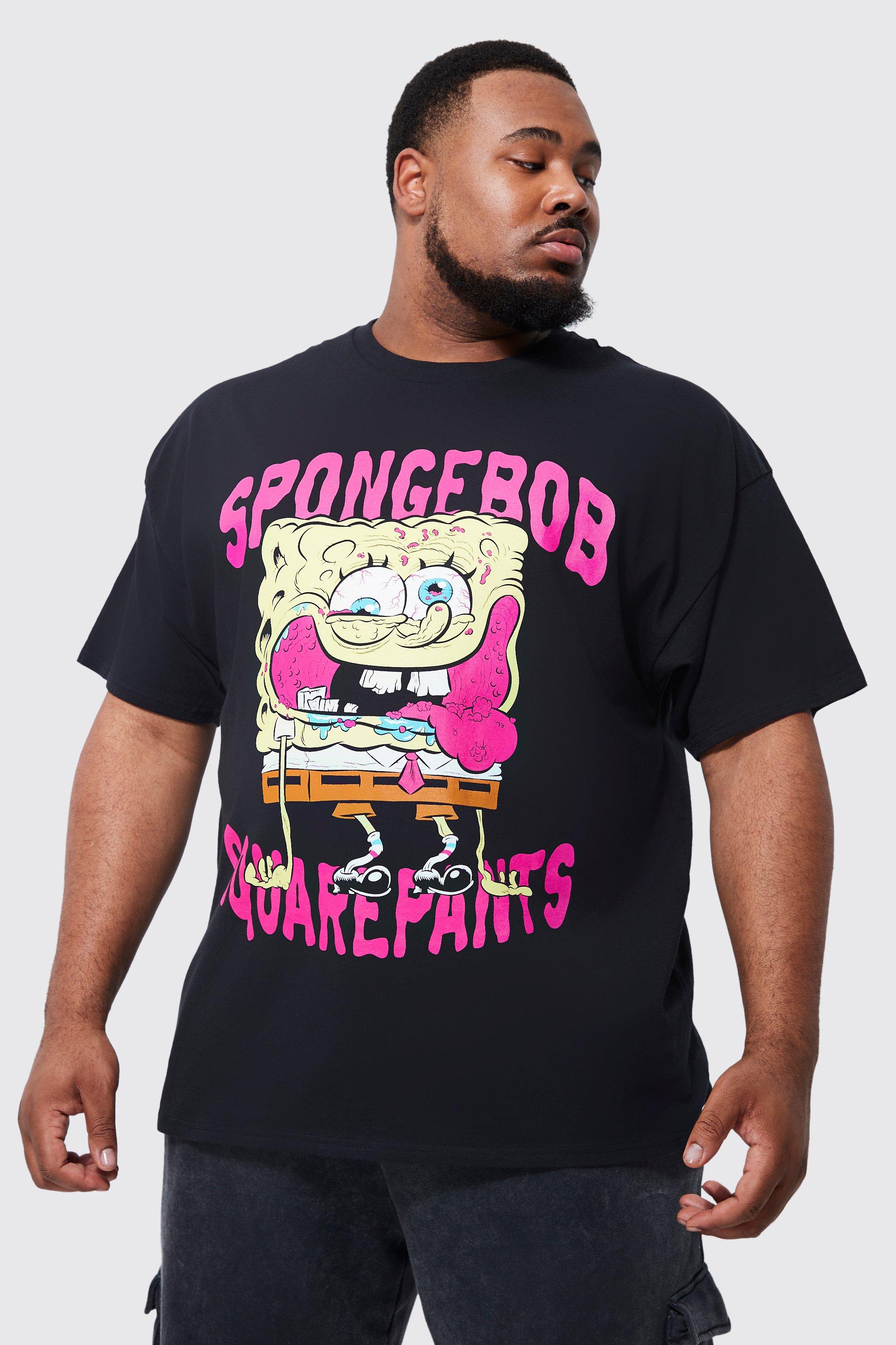 Mens Black Plus Spongebob License T-shirt, Black