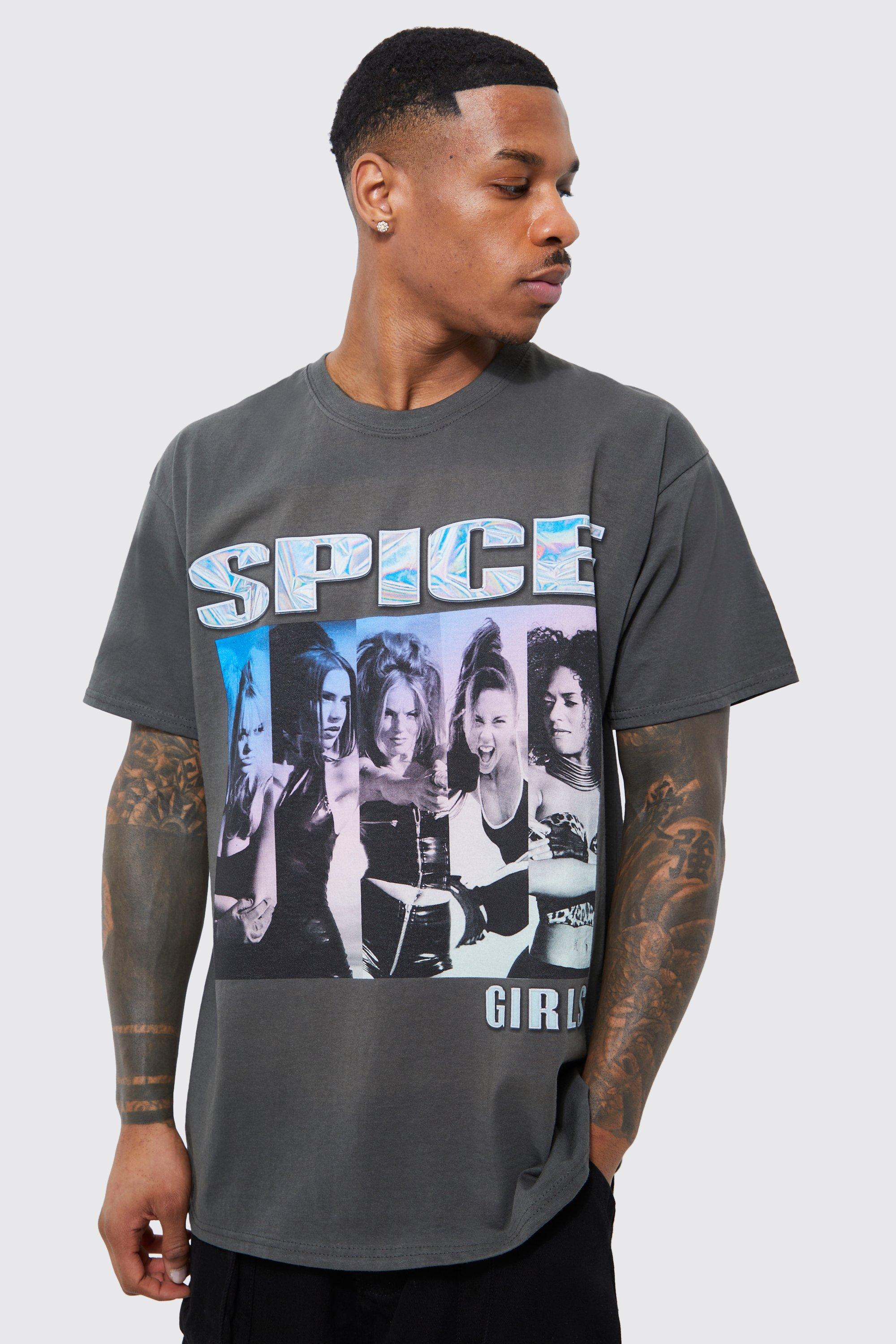 Mens Grey Oversized Spice Girls License T-shirt, Grey