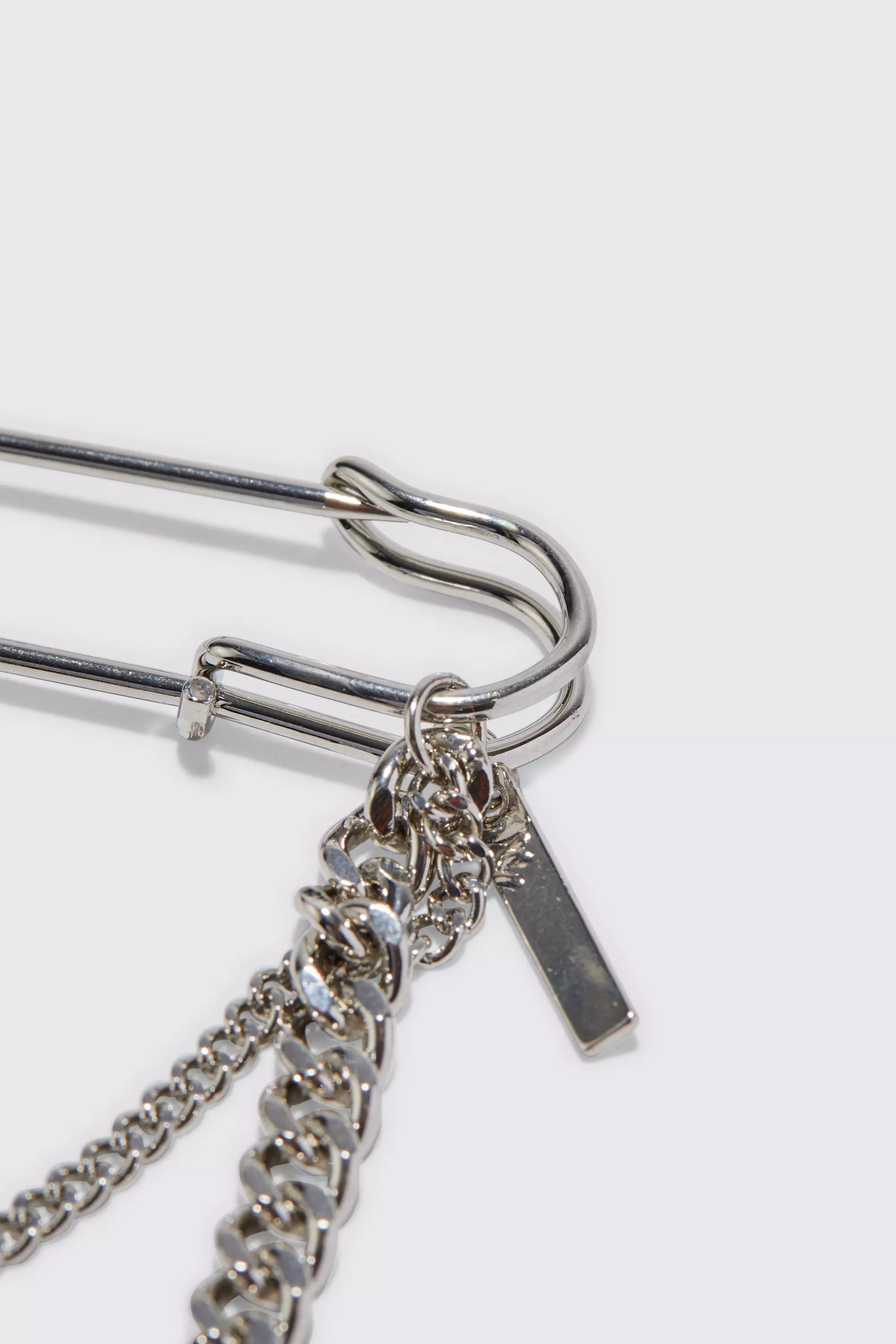 Safety Pin Layered Chain Brooch