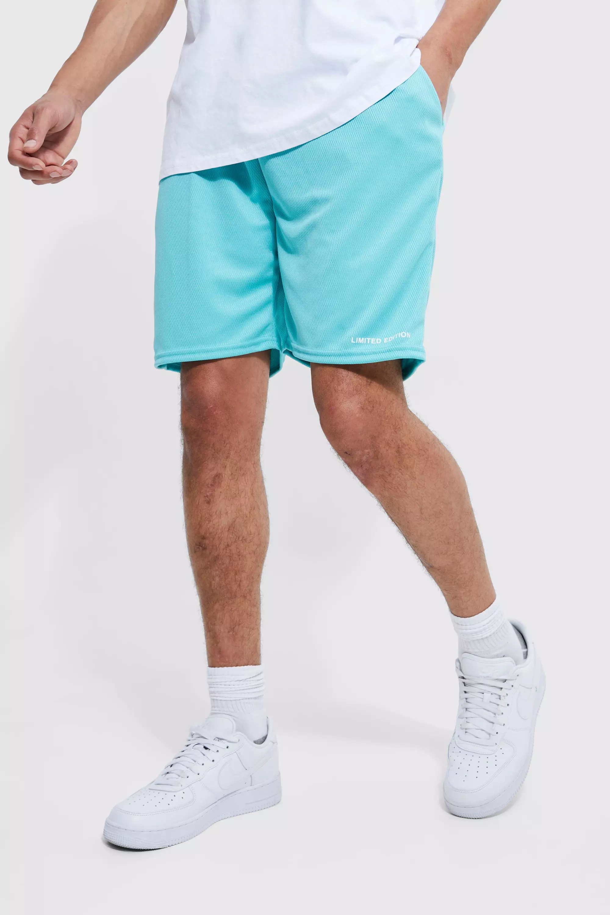 Relaxed Fit Mesh Shorts - White - Men