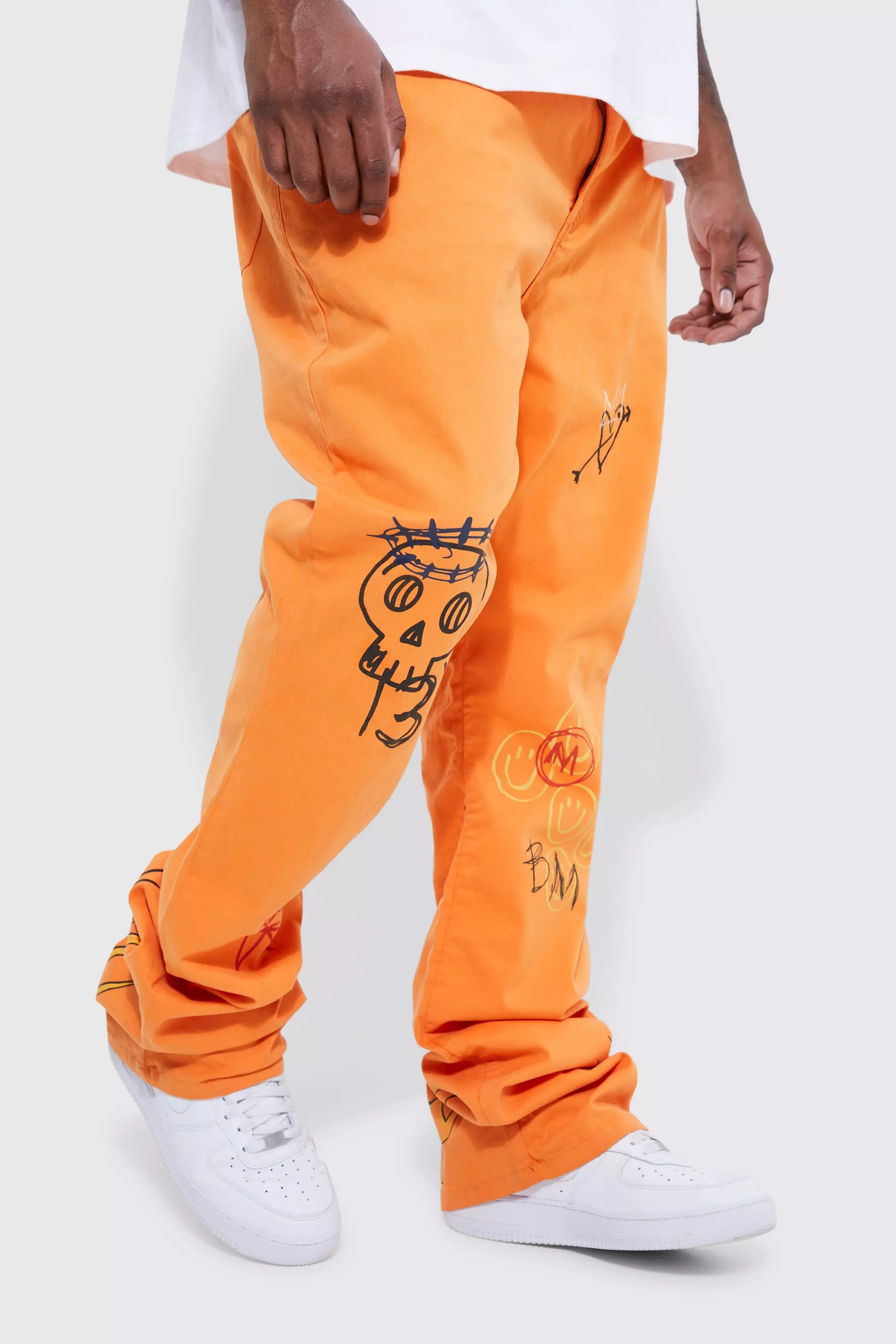 Orange stacked hot sale pants