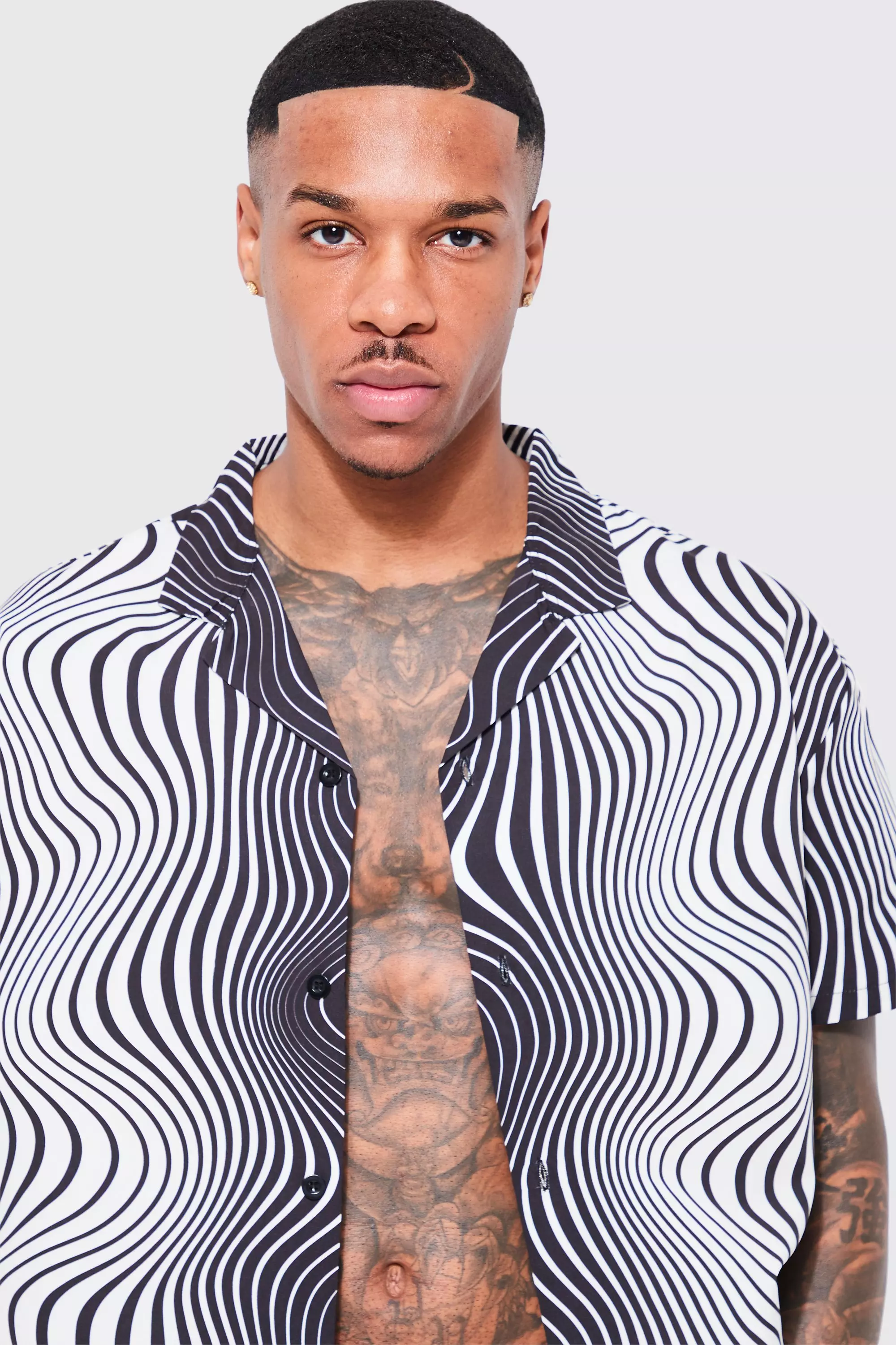 Short Sleeve Illusion Shirt And Swim Set | boohooMAN USA