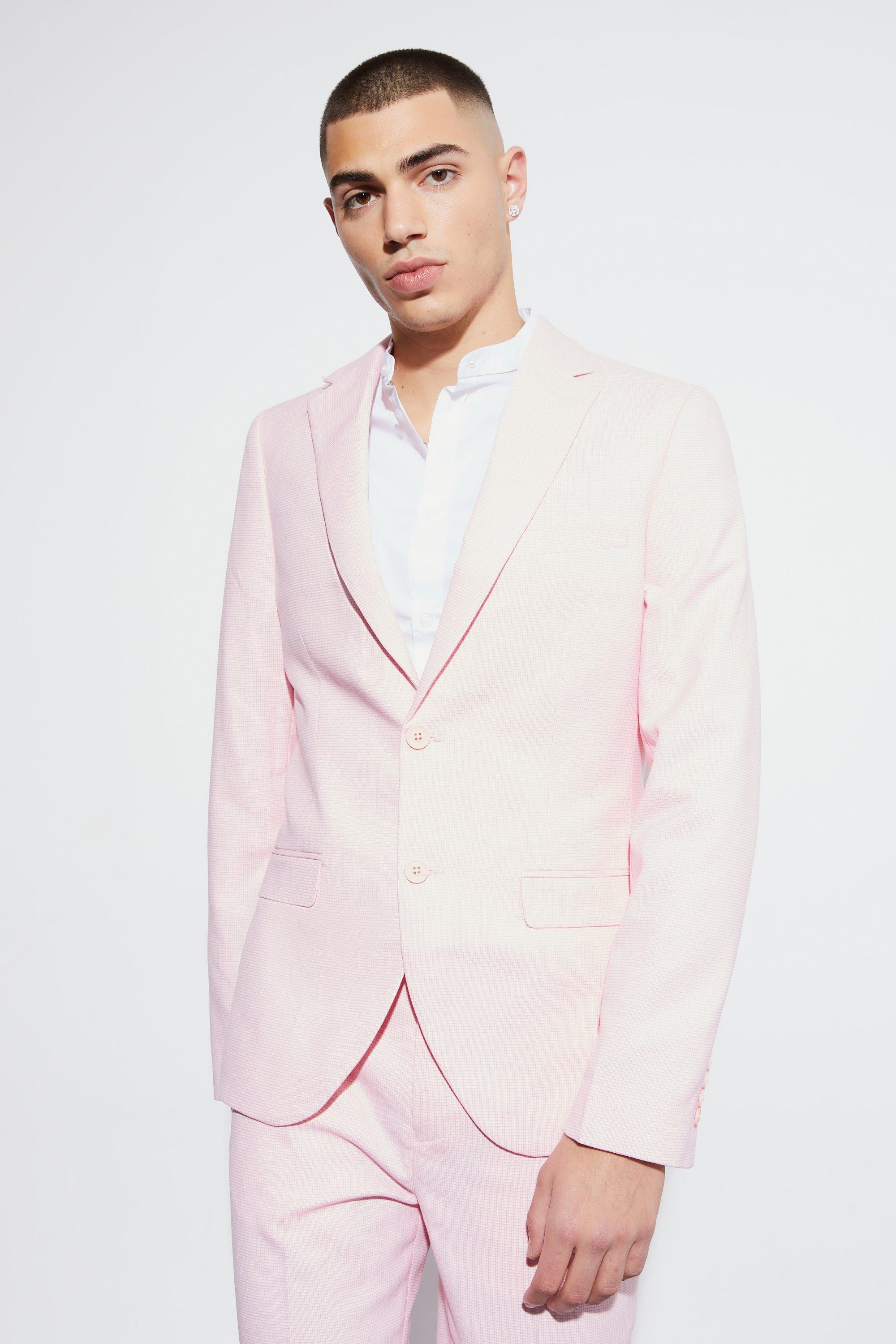 veste de costume cintrée texturée homme - rose - 42, rose