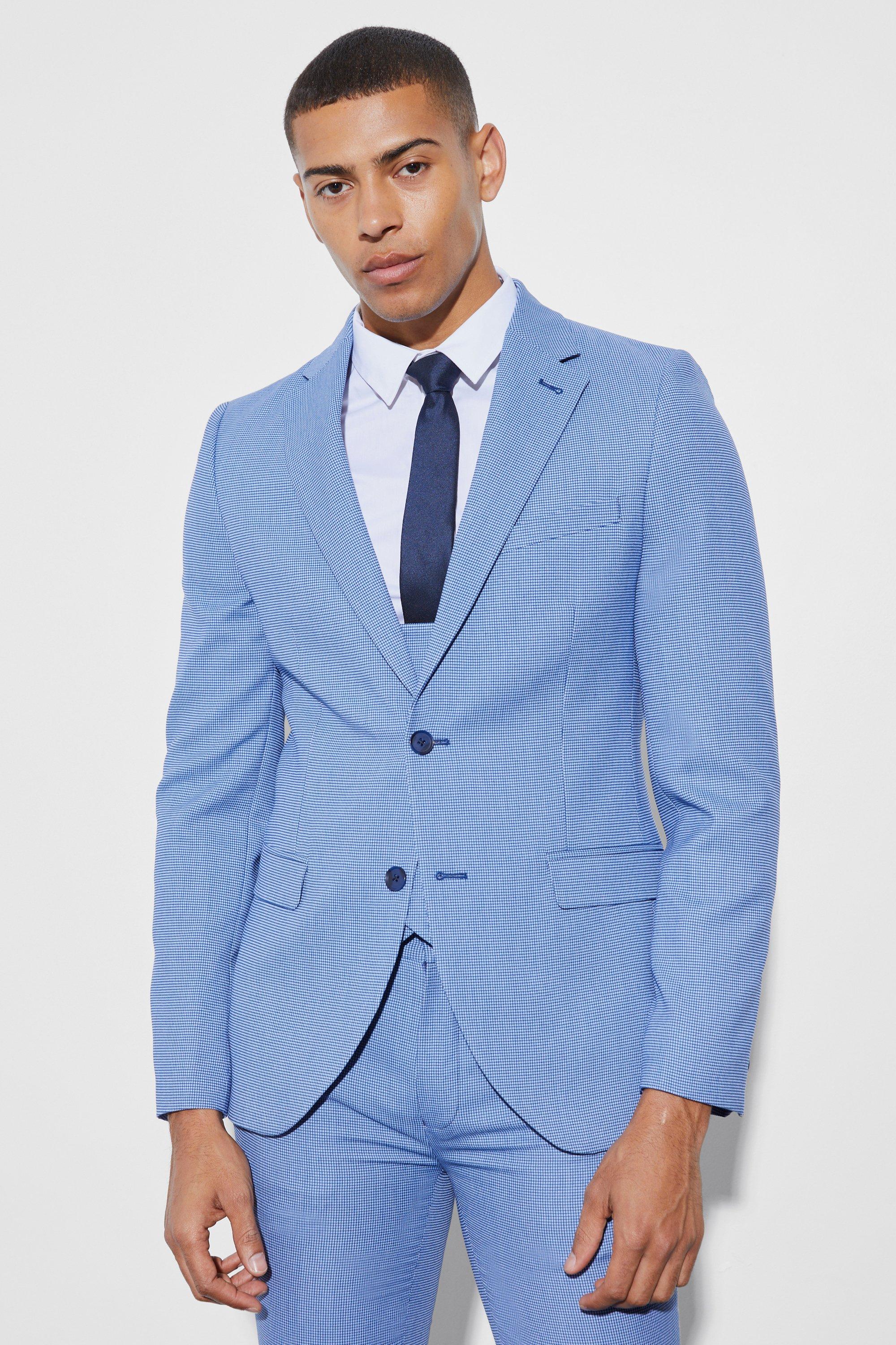 veste de costume cintrée texturée homme - bleu - 40, bleu