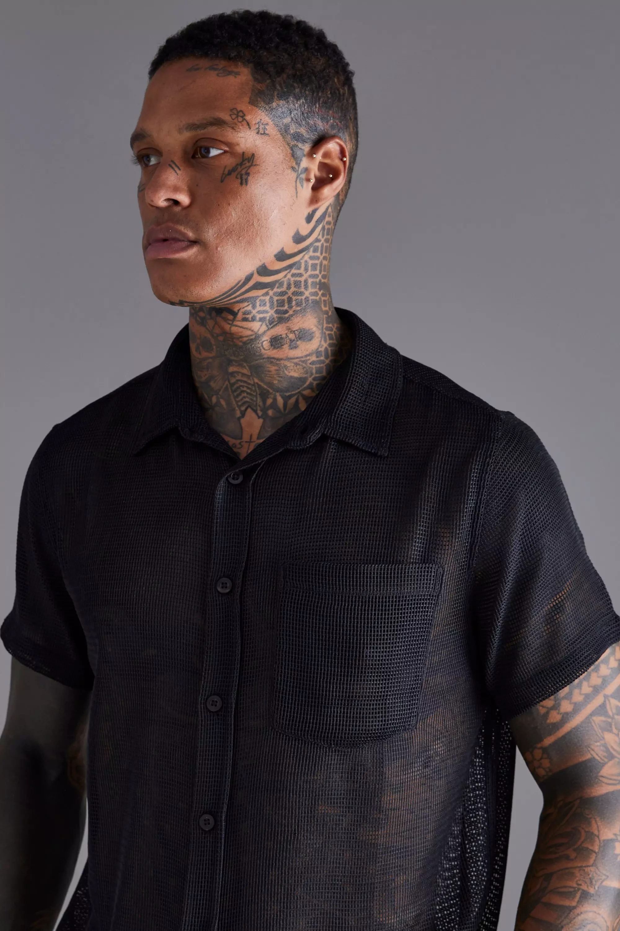 Short Sleeve Mesh Shirt | boohooMAN USA