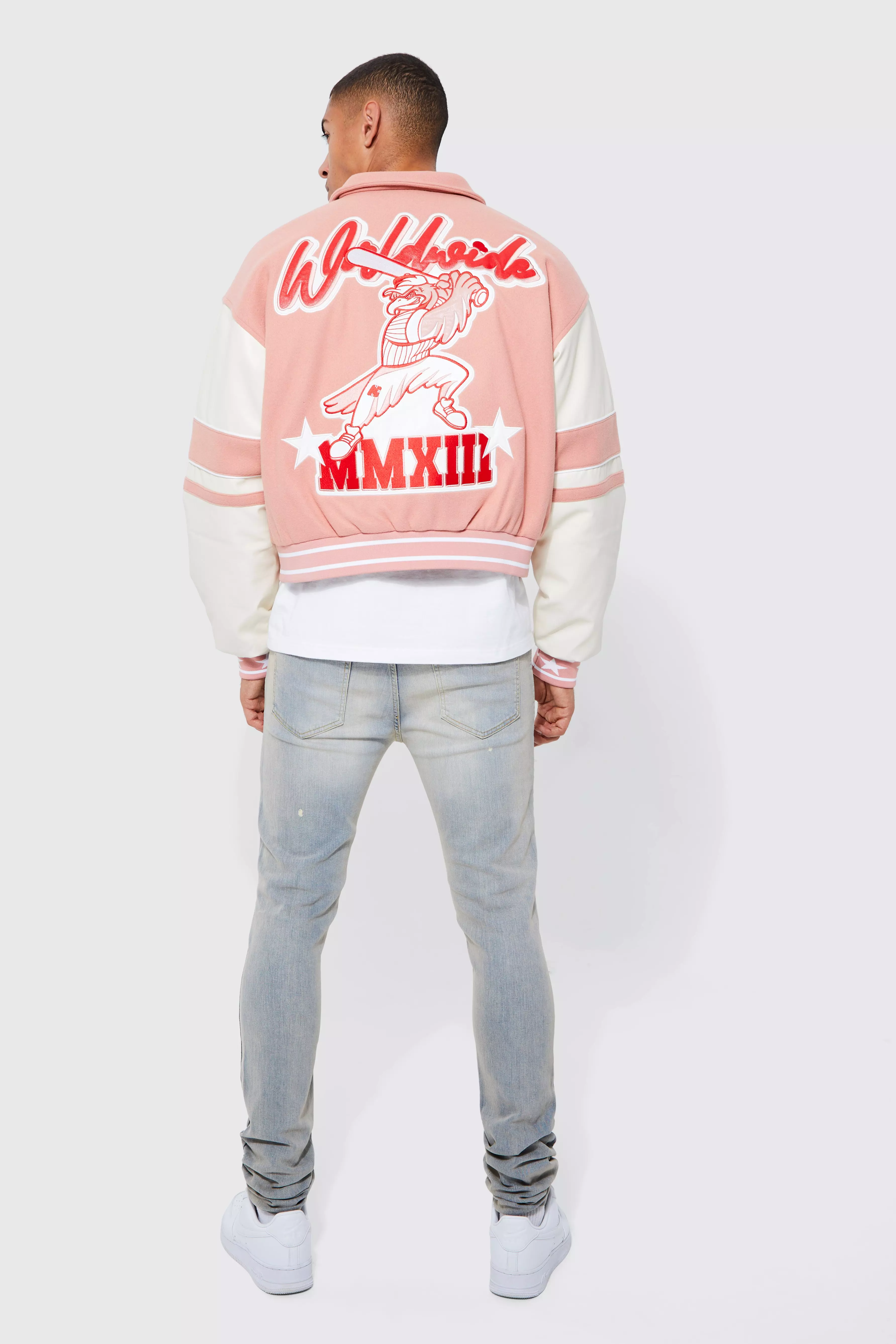 boohooMAN Men's Boxy Varsity Jacket