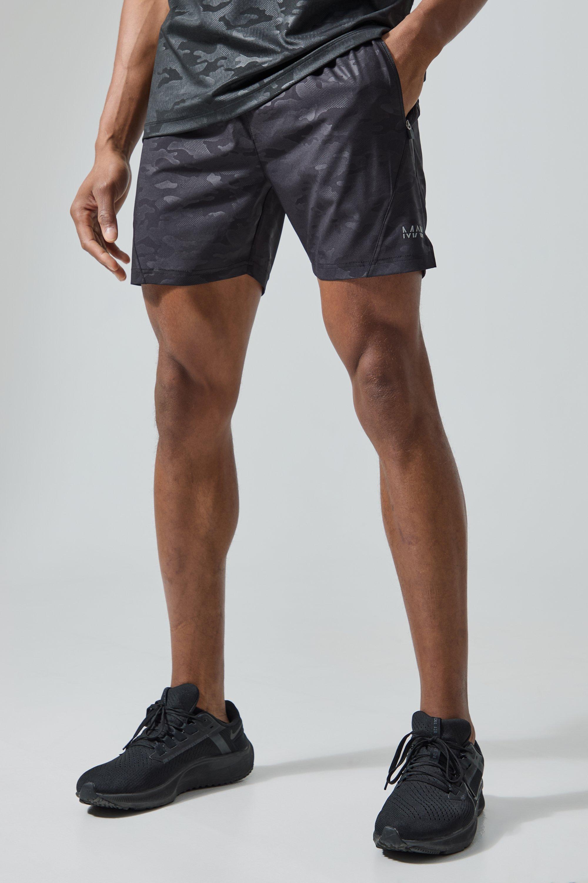 Mens Black Man Active Camo Performance Regular Fit 7inch Shorts, Black