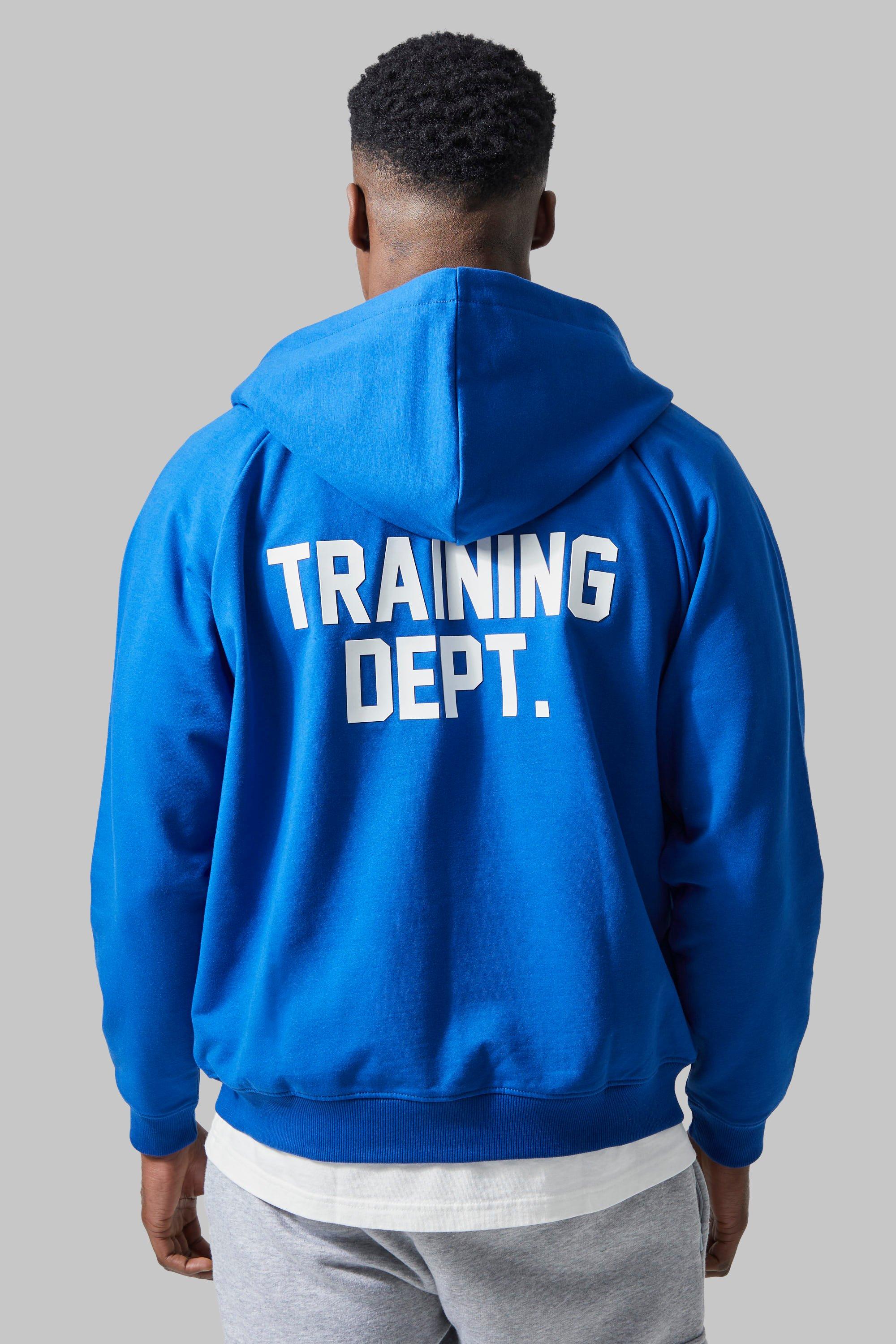 men's man active training dept boxy zip hoodie - blue - m, blue