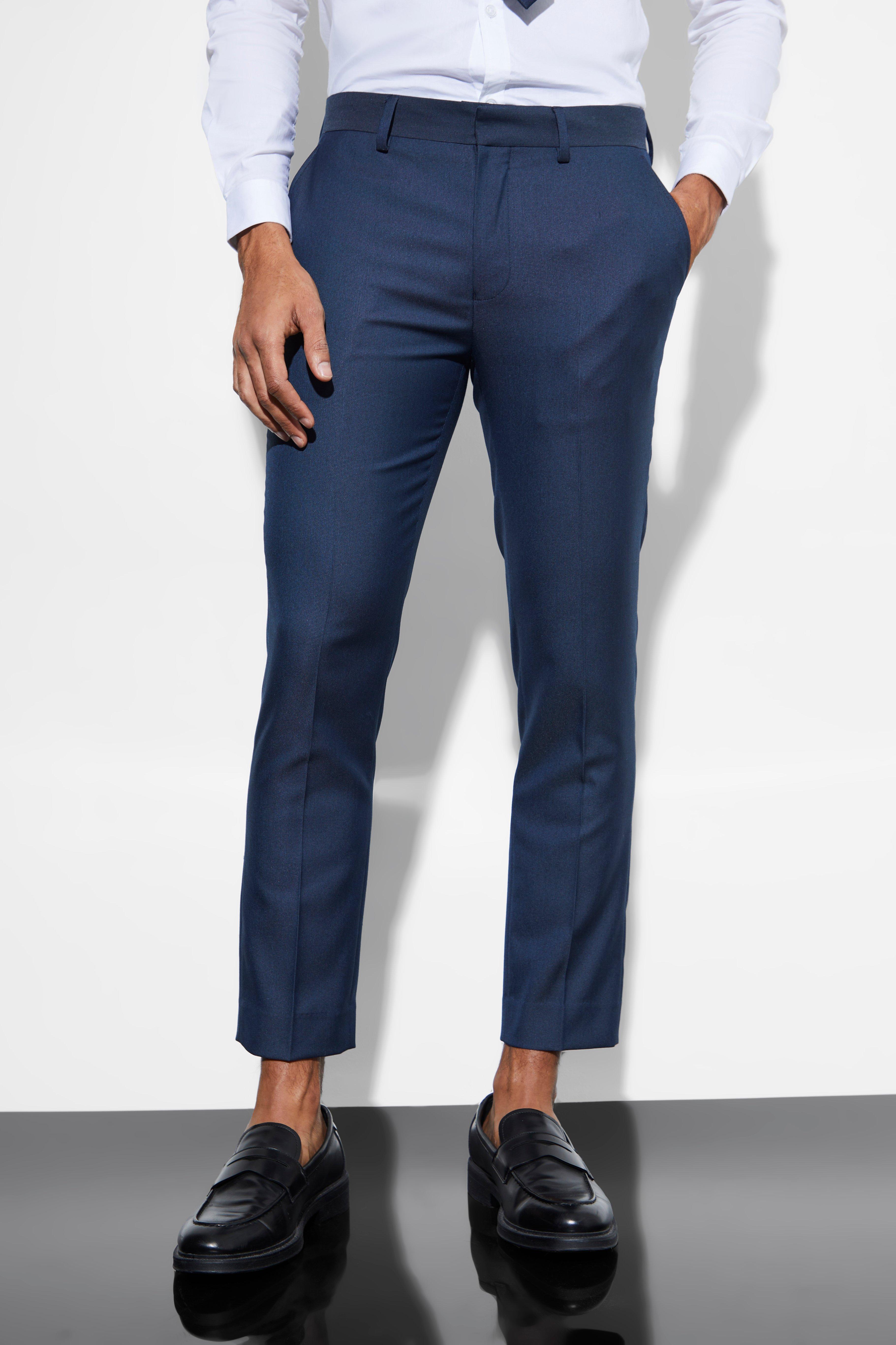 pantalon de costume court piqué homme - bleu - 32r, bleu