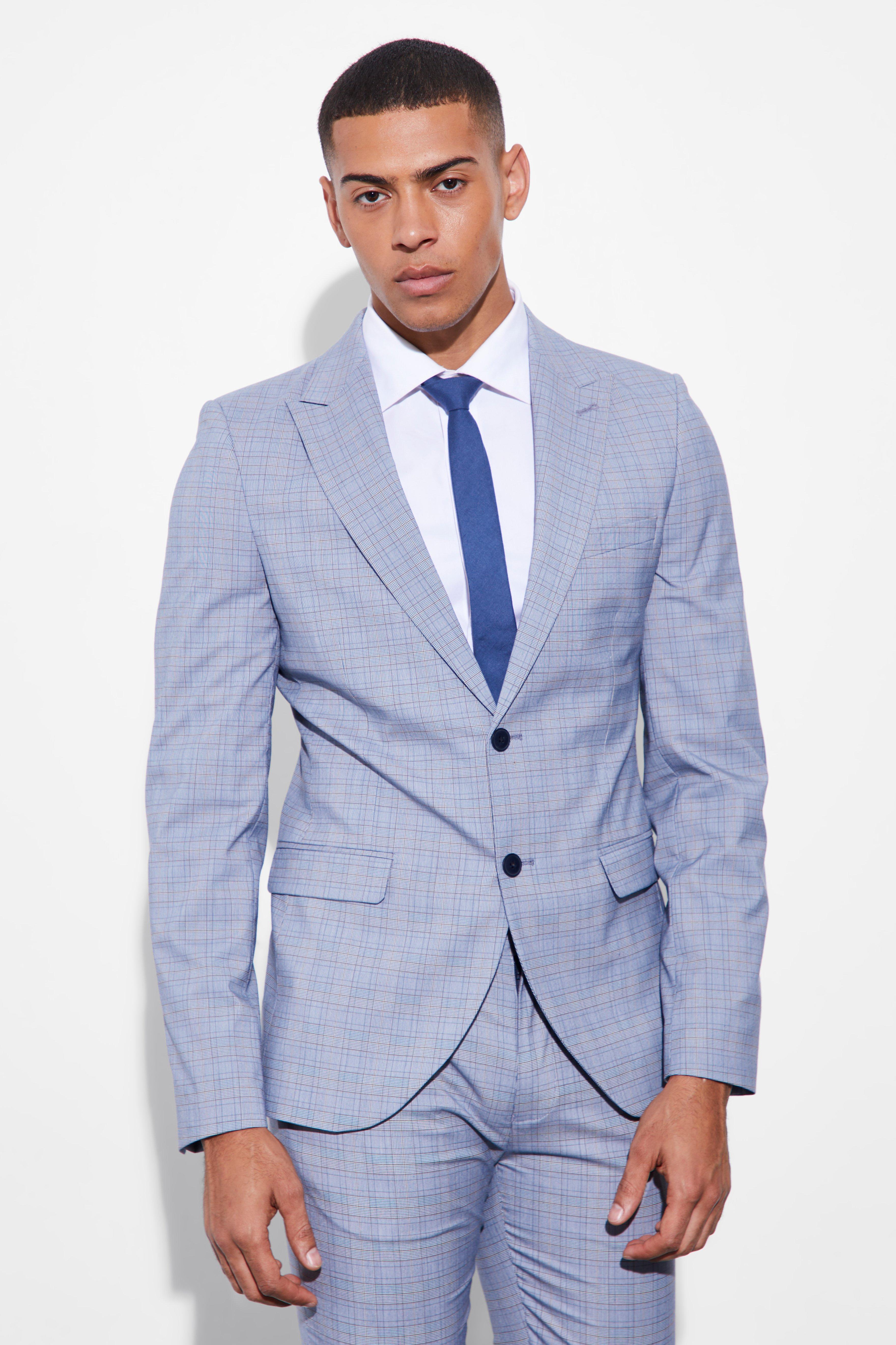 veste de costume droite cintrée à carreaux homme - bleu - 40, bleu