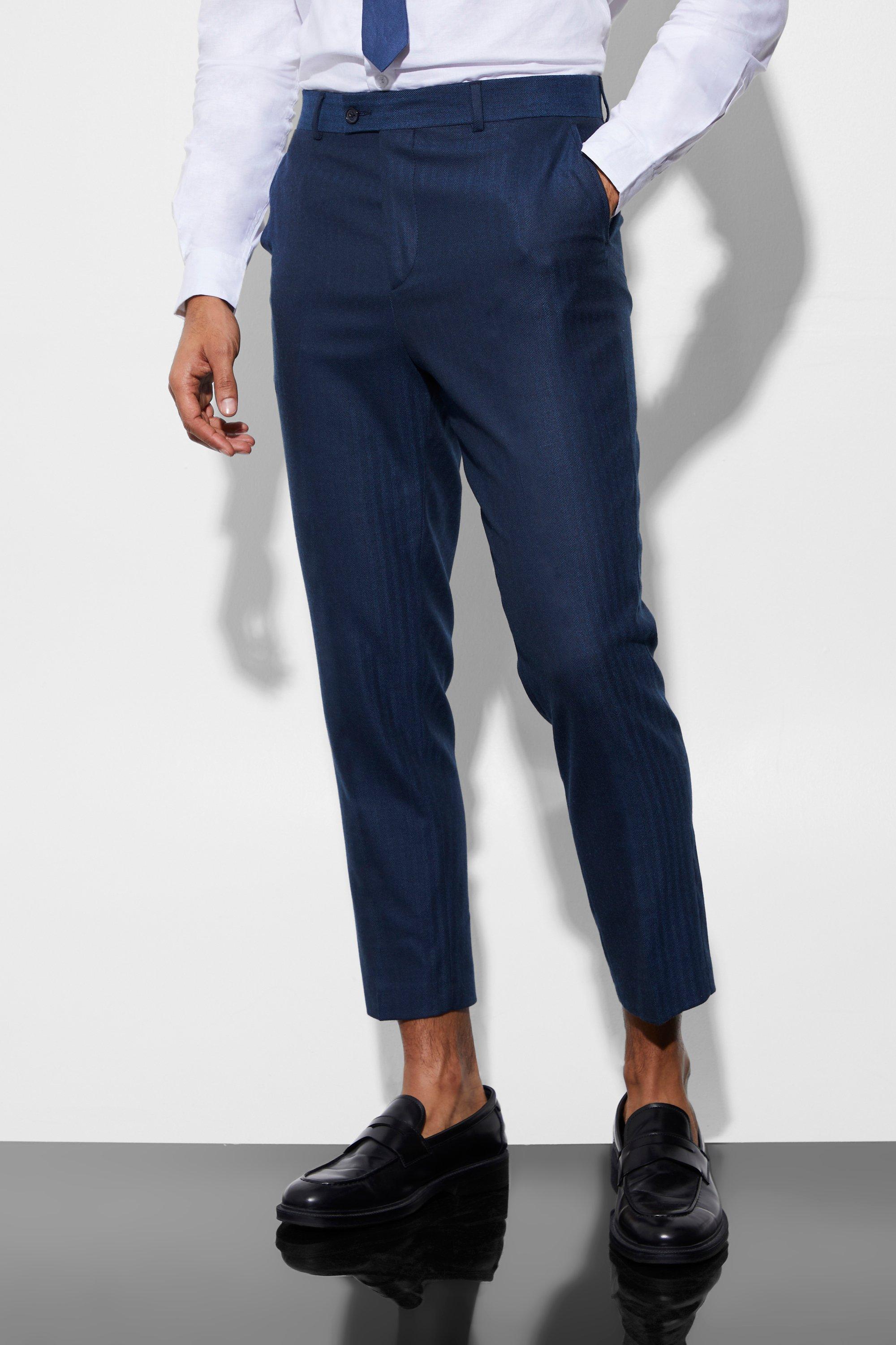 pantalon de costume fuselé à chevrons homme - bleu - 30r, bleu