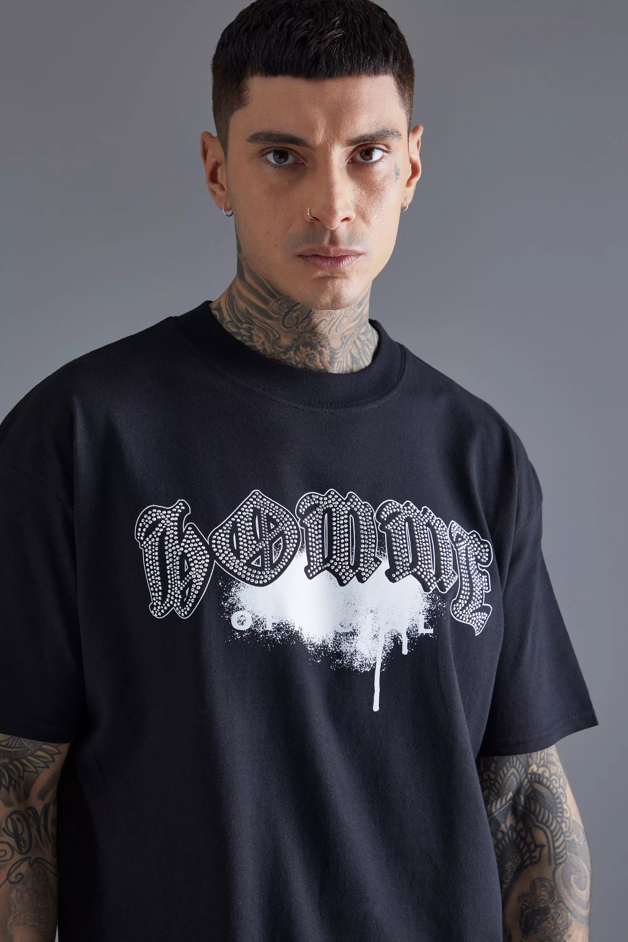 Oversized Rhinestone Homme Drip T-shirt