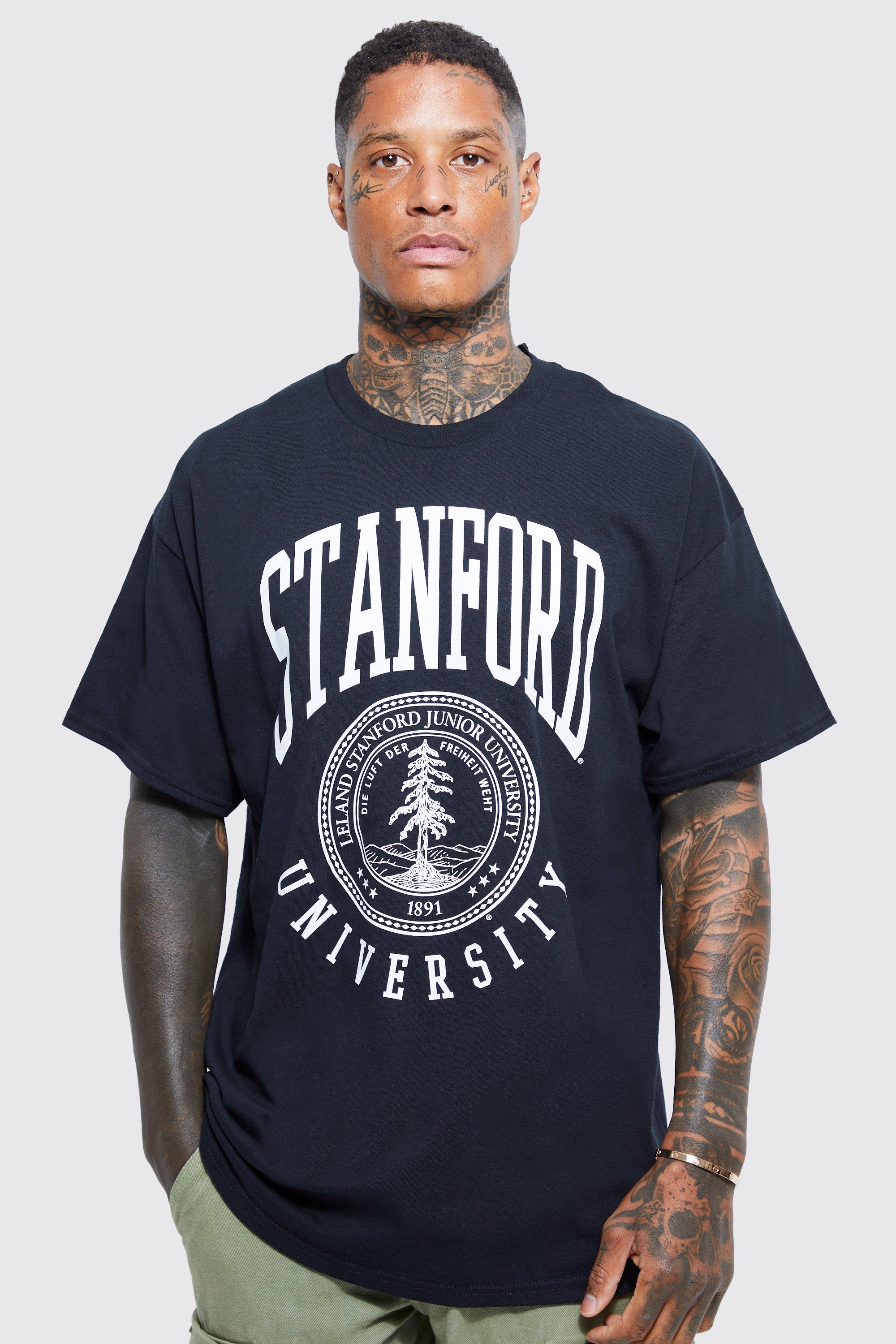 Mens Black Oversized Stanford License T-Shirt, Black