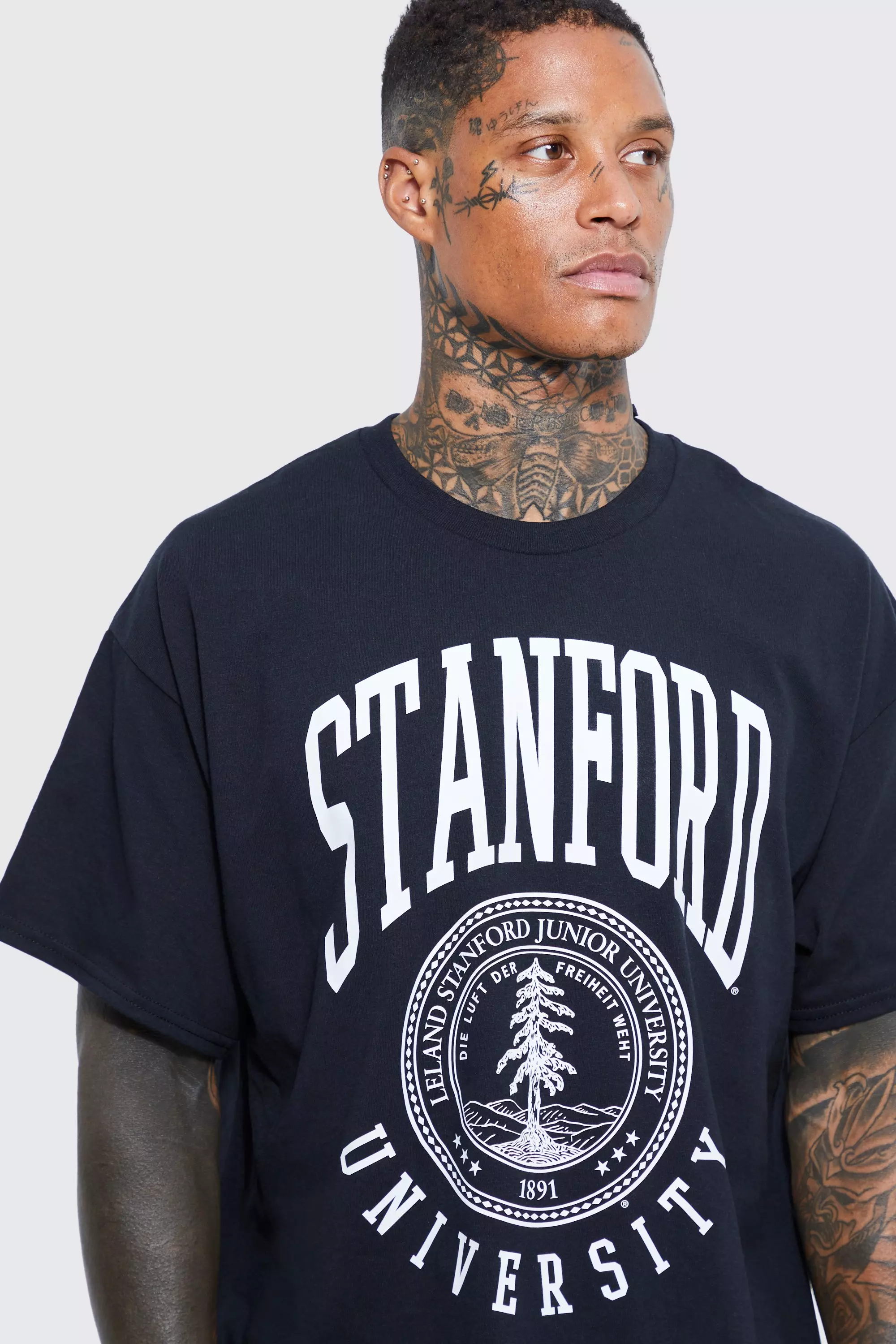 Grey Oversized Vintage Stanford University Hoodie - M/L