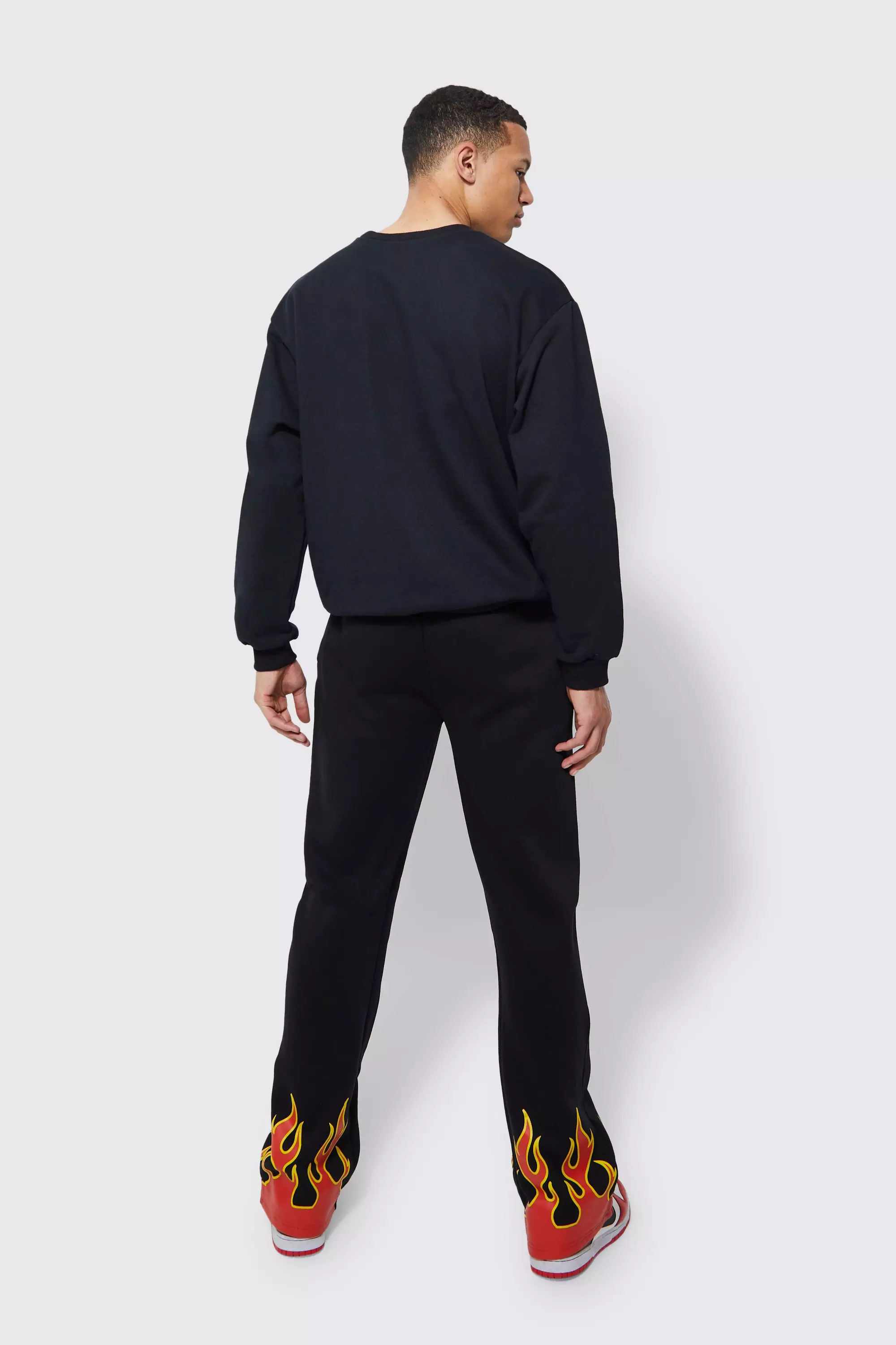 Tall Regular Flame Hem Gusset Jogger | boohooMAN USA