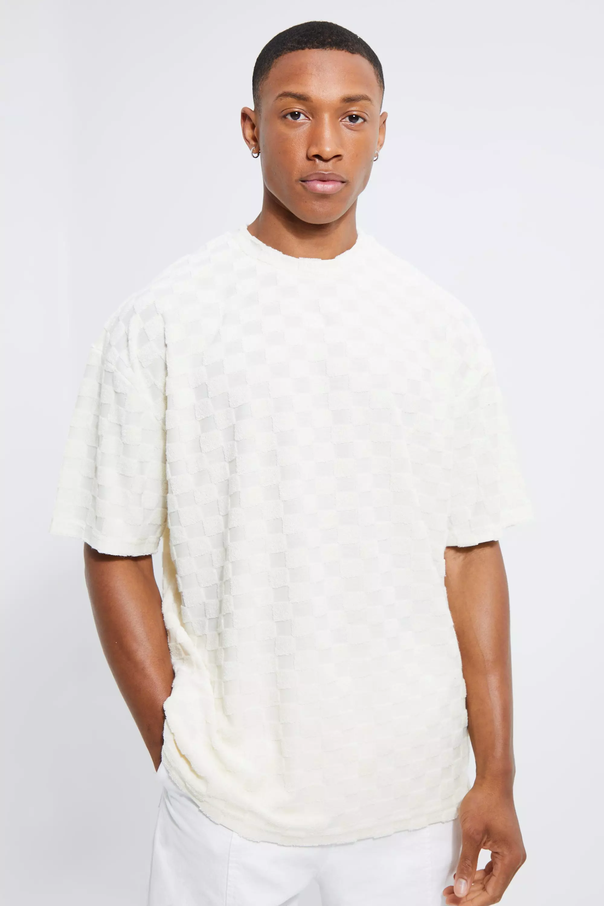 Oversized Check Towelling T-shirt