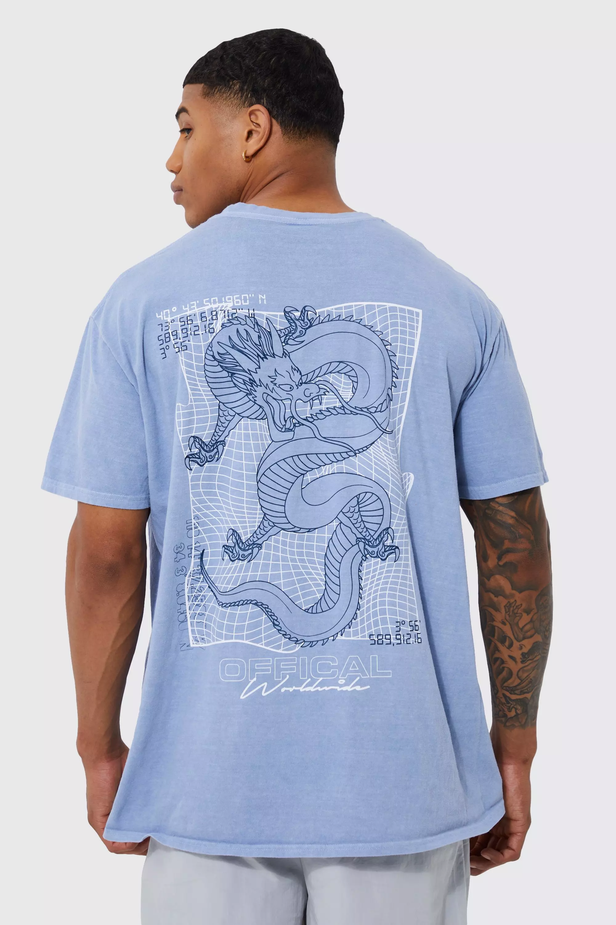Oversized Overdyed Dragon Graphic T-shirt