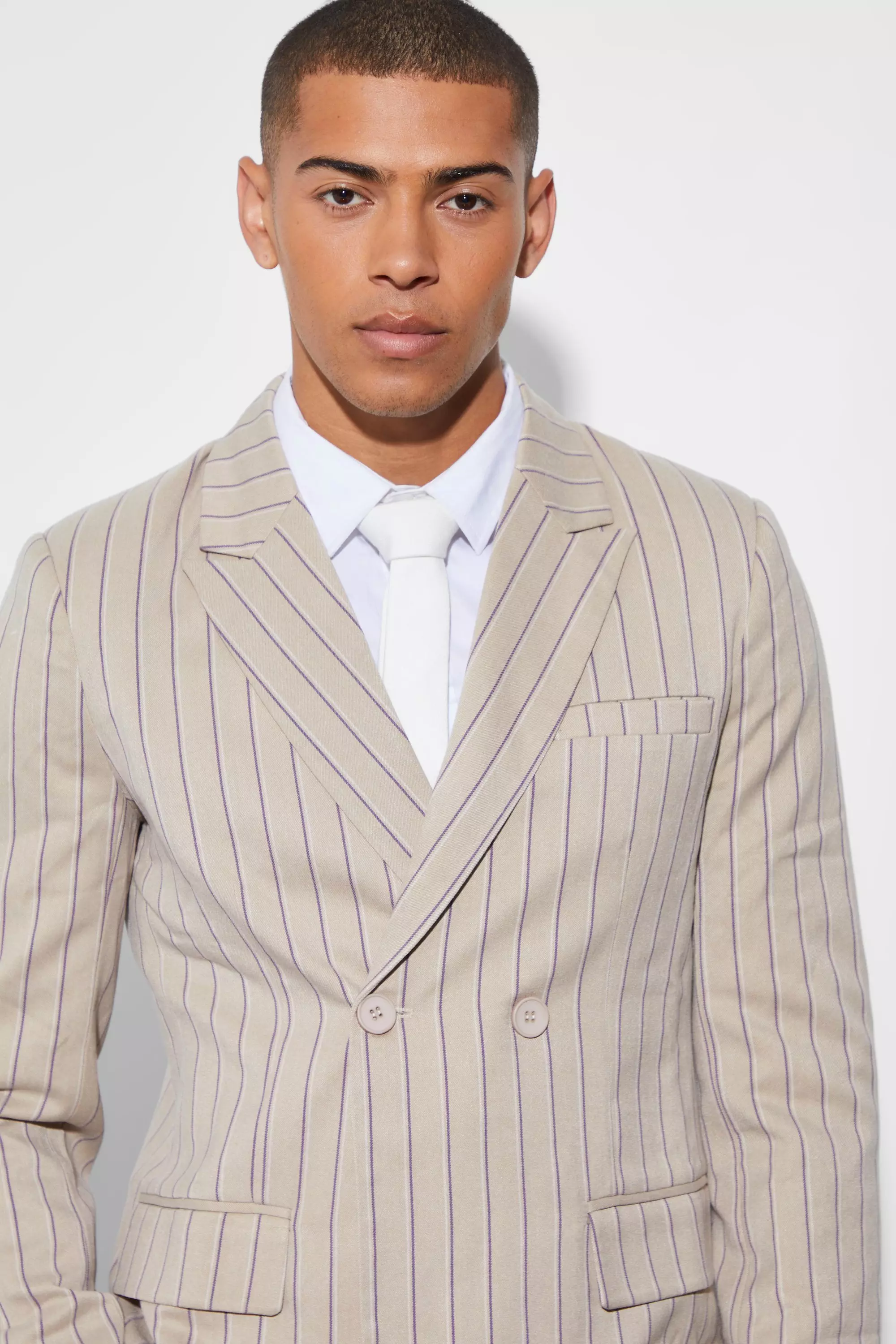 boohoo Men's Slim Double Breasted Suit Jacket