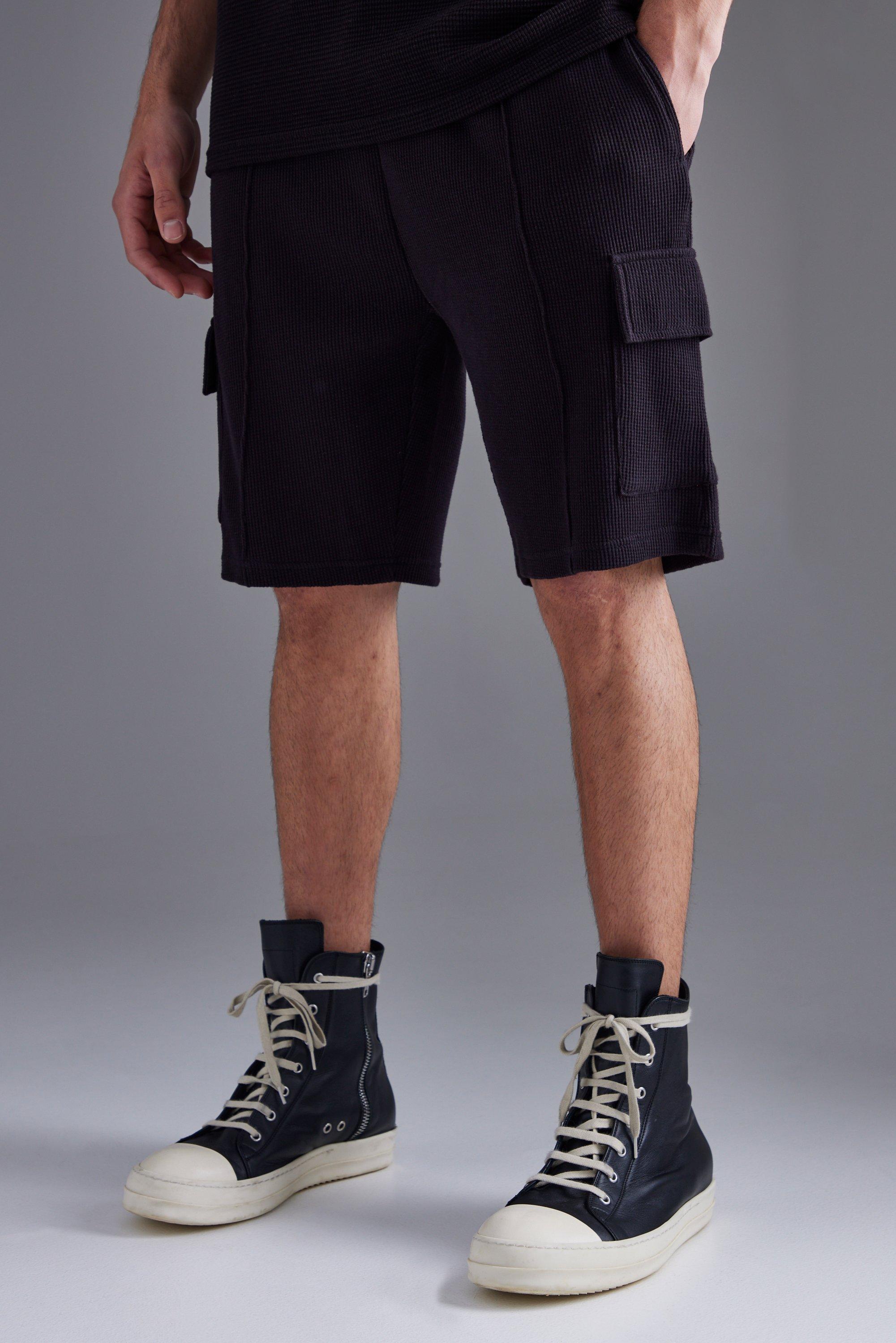 Men's Black Cargo Shorts boohooMAN UK