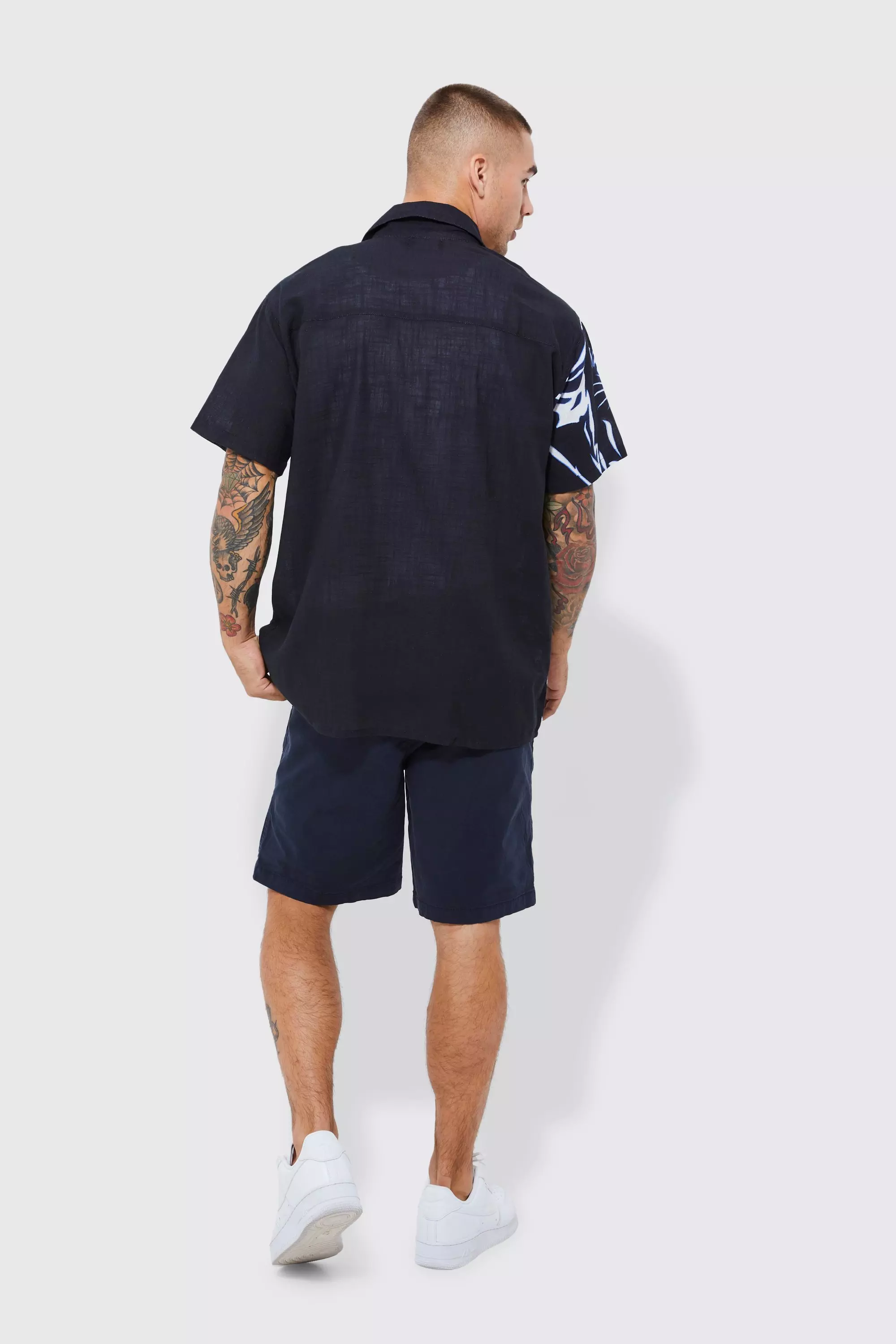 Short Sleeve Oversized Multi Tiger Slub Shirt | boohooMAN UK