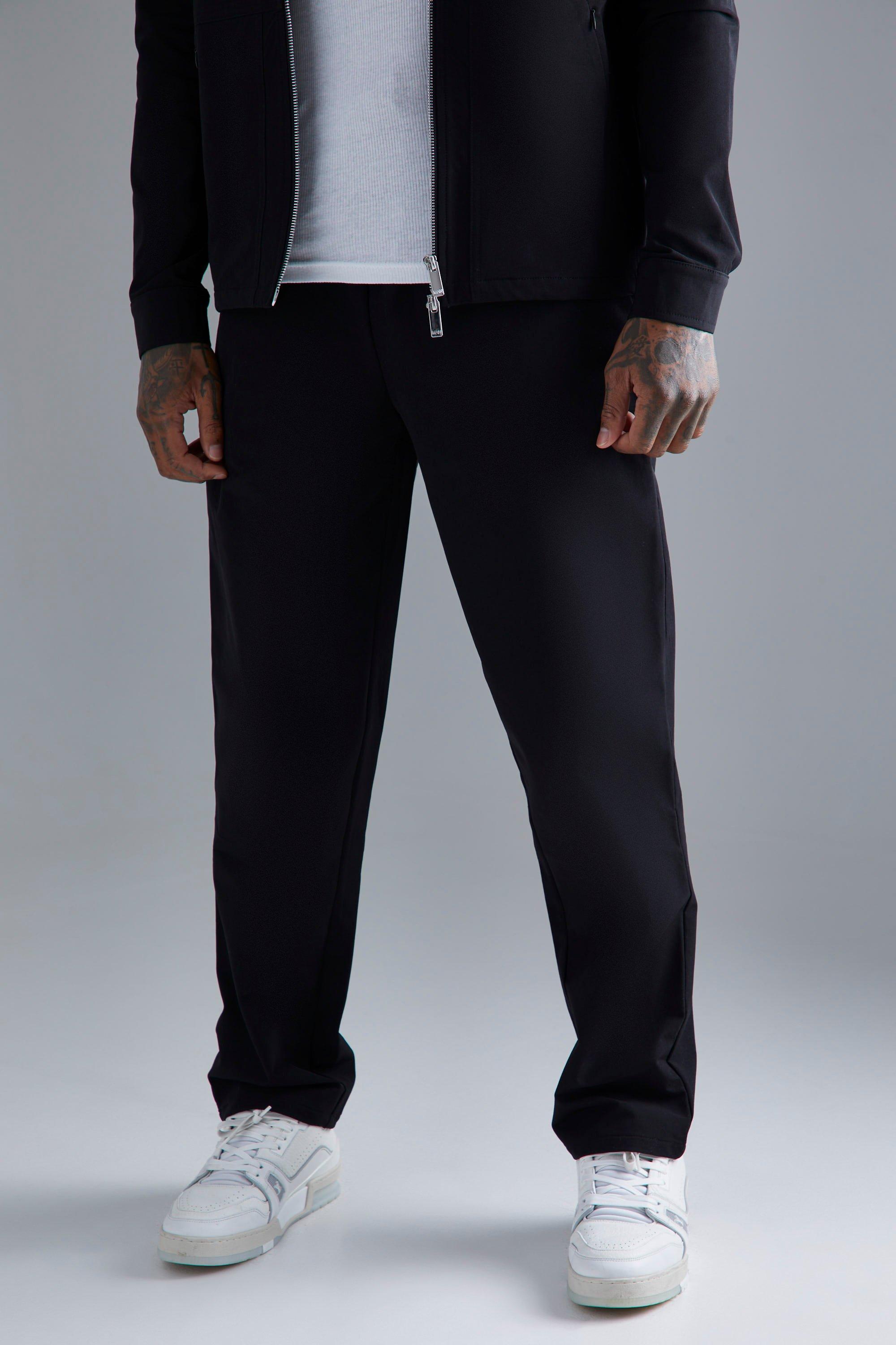pantalon droit technique en nylon à taille élastique homme - noir - s, noir