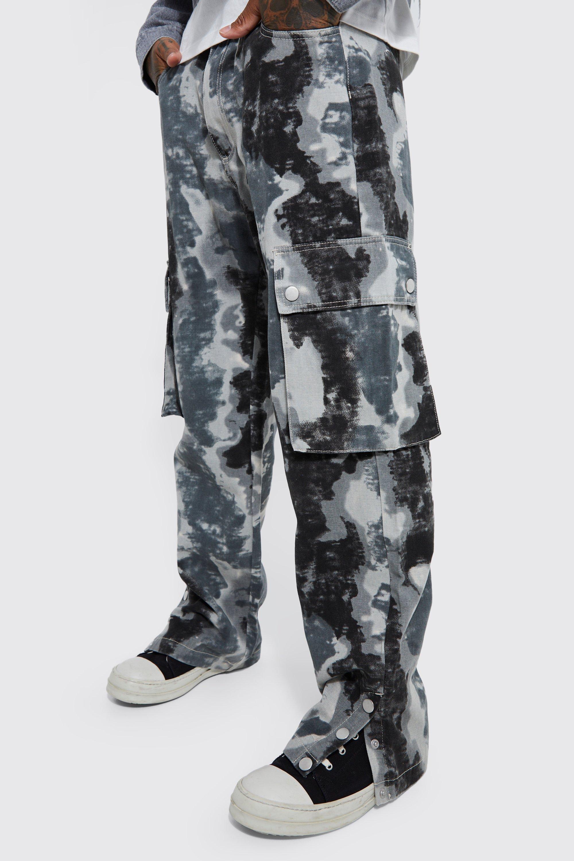 pantalon cargo ample imprimé camouflage homme - noir - 34, noir