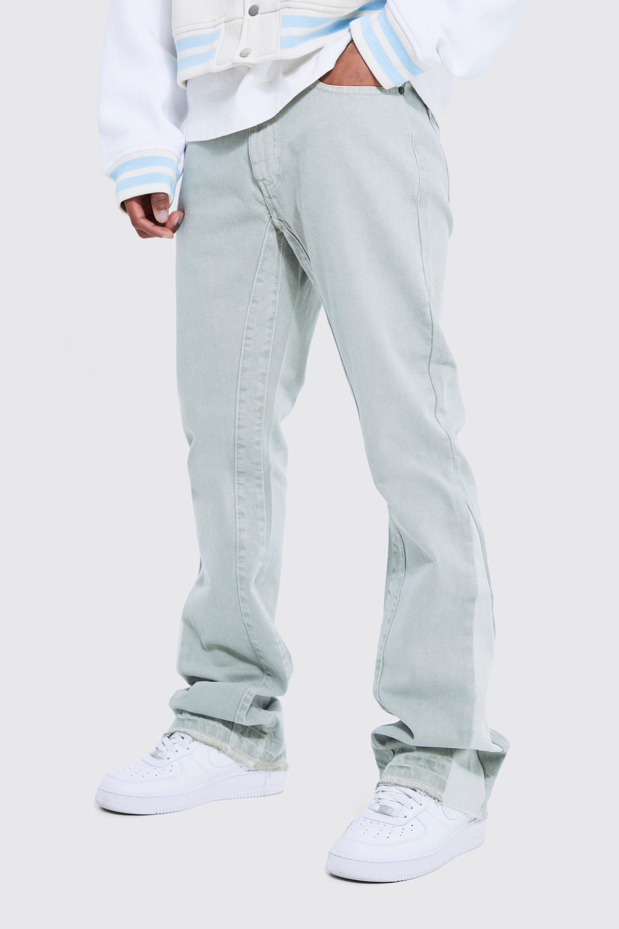 Image of Jeans a zampa Slim Fit sovratinti con pannelli, Verde