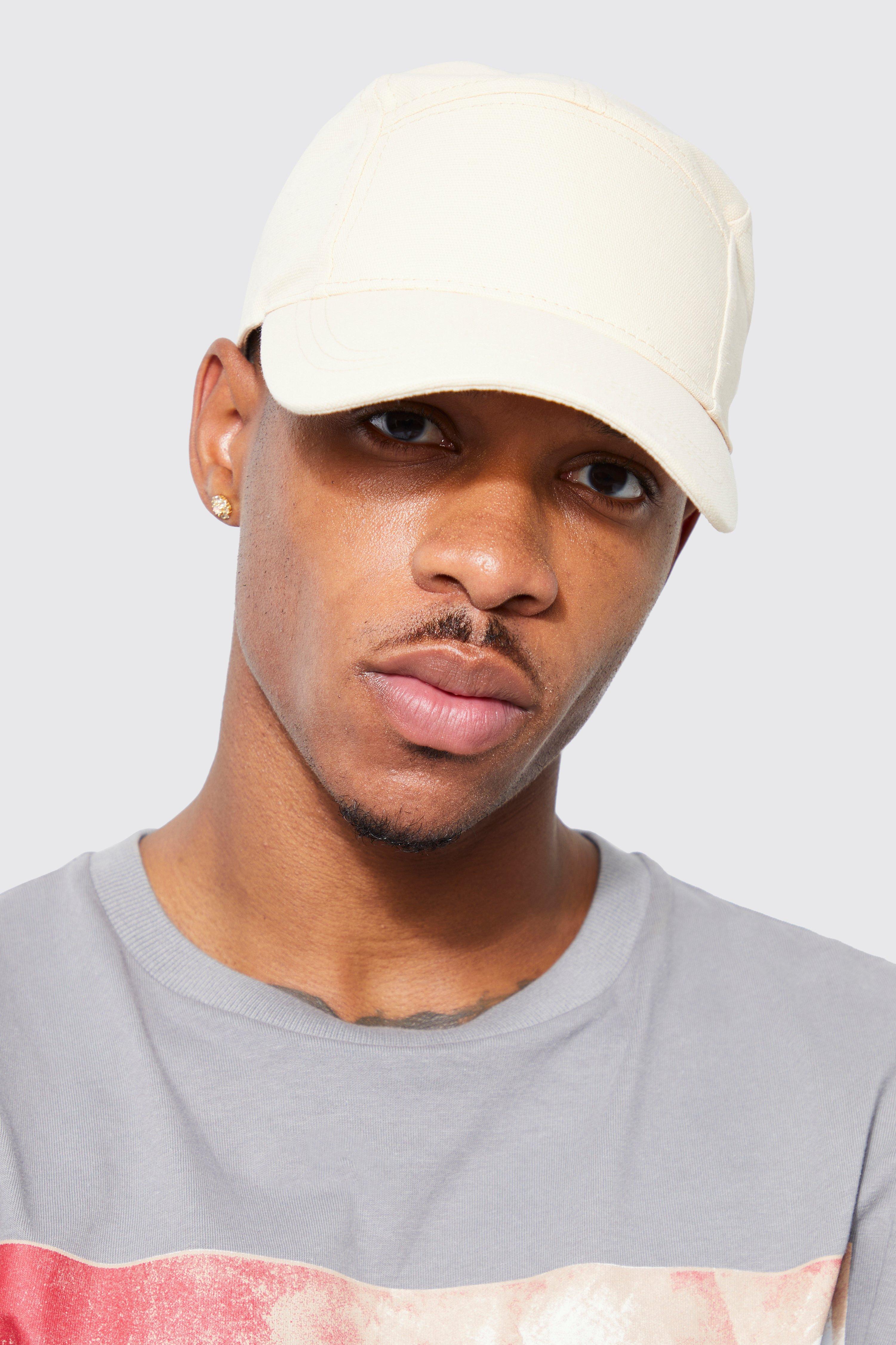 Mens Cream 5 Panel Picot Cap, Cream