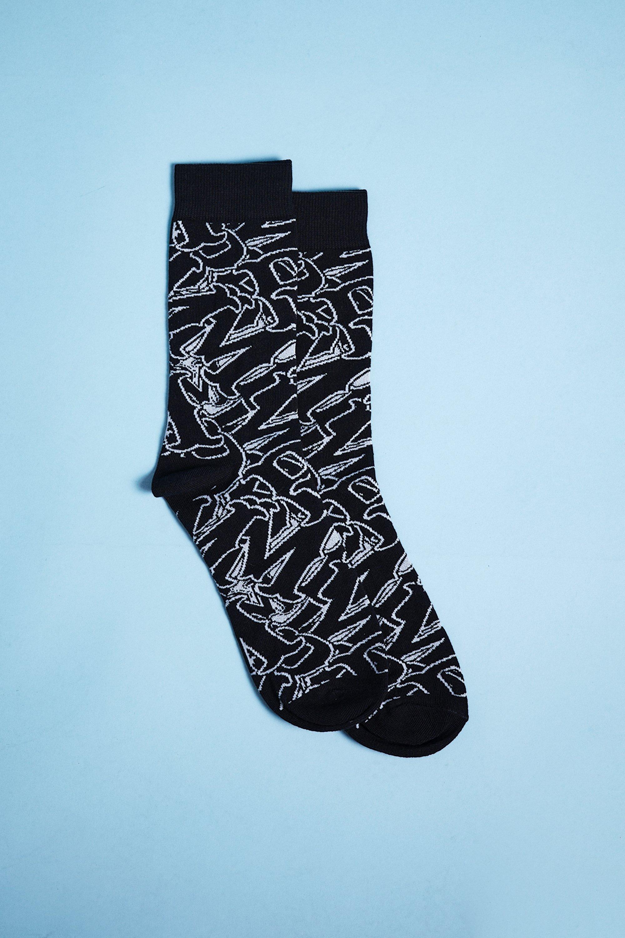 mens black patterned socks, black