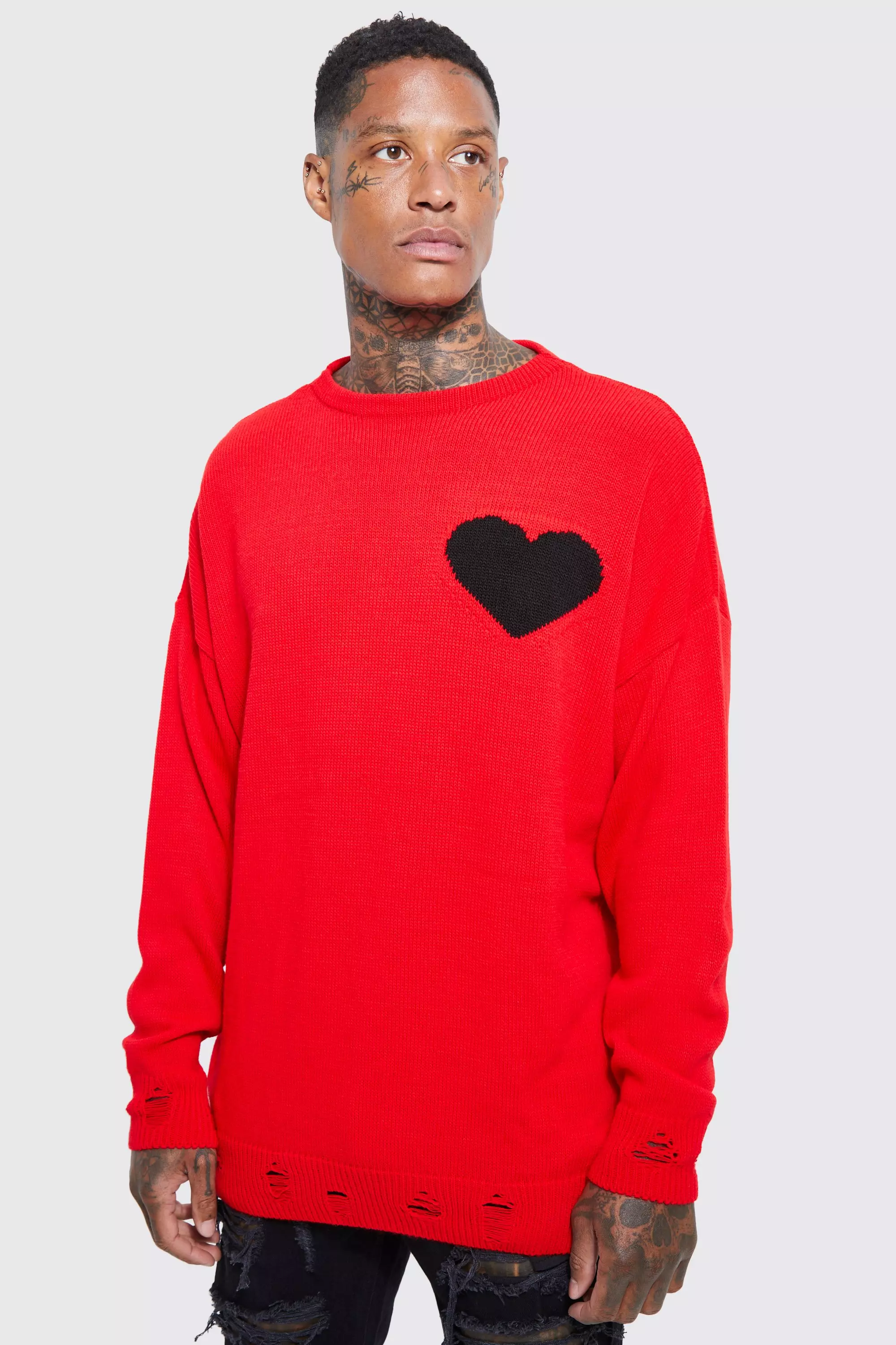 Heart on sale sweater mens