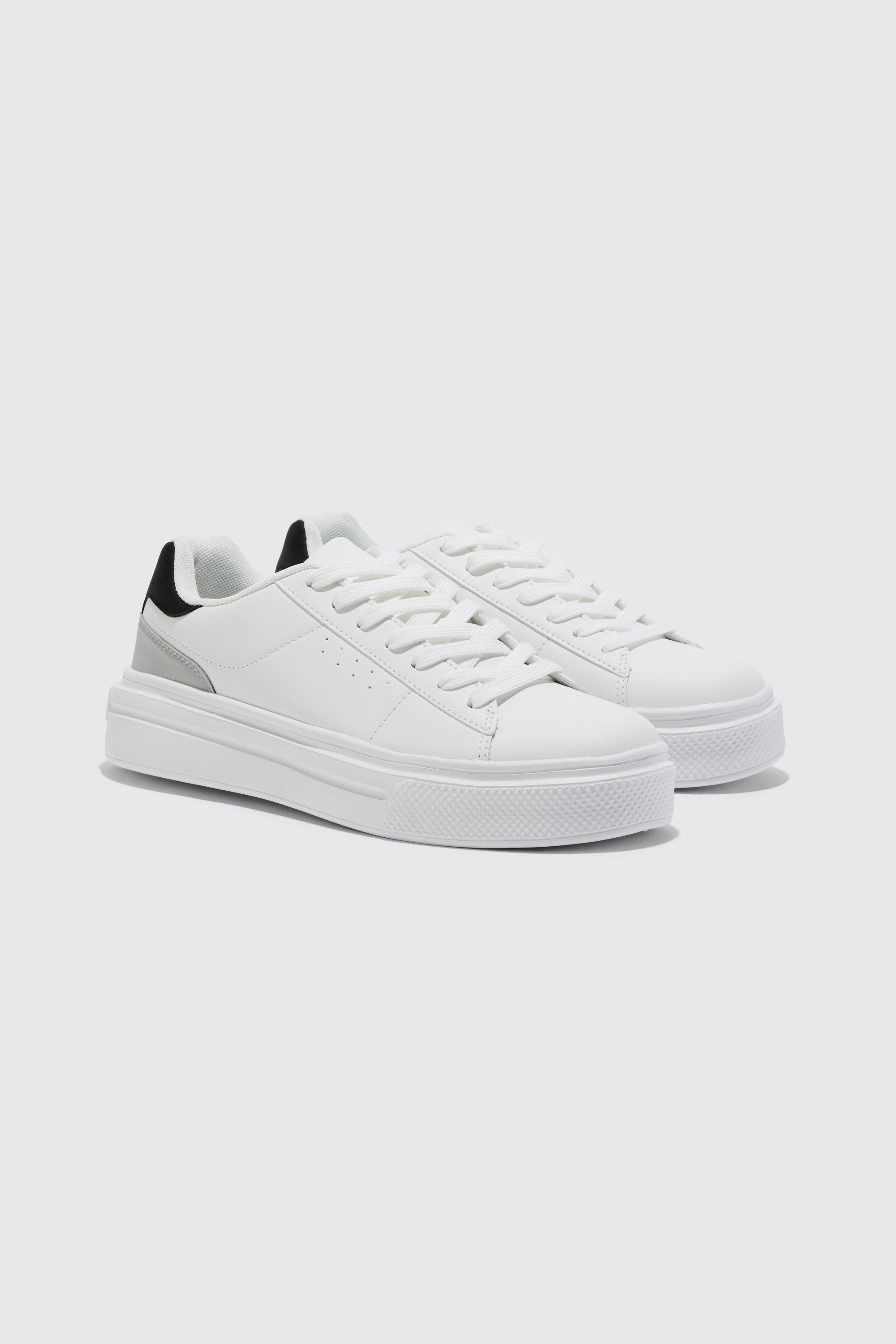 Mens White Smart Panel Detail Trainer, White