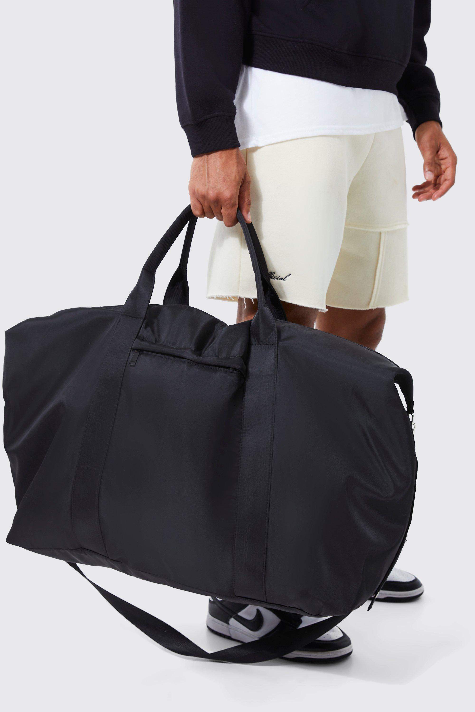 Mens Black Basic Nylon Holdall Bag, Black