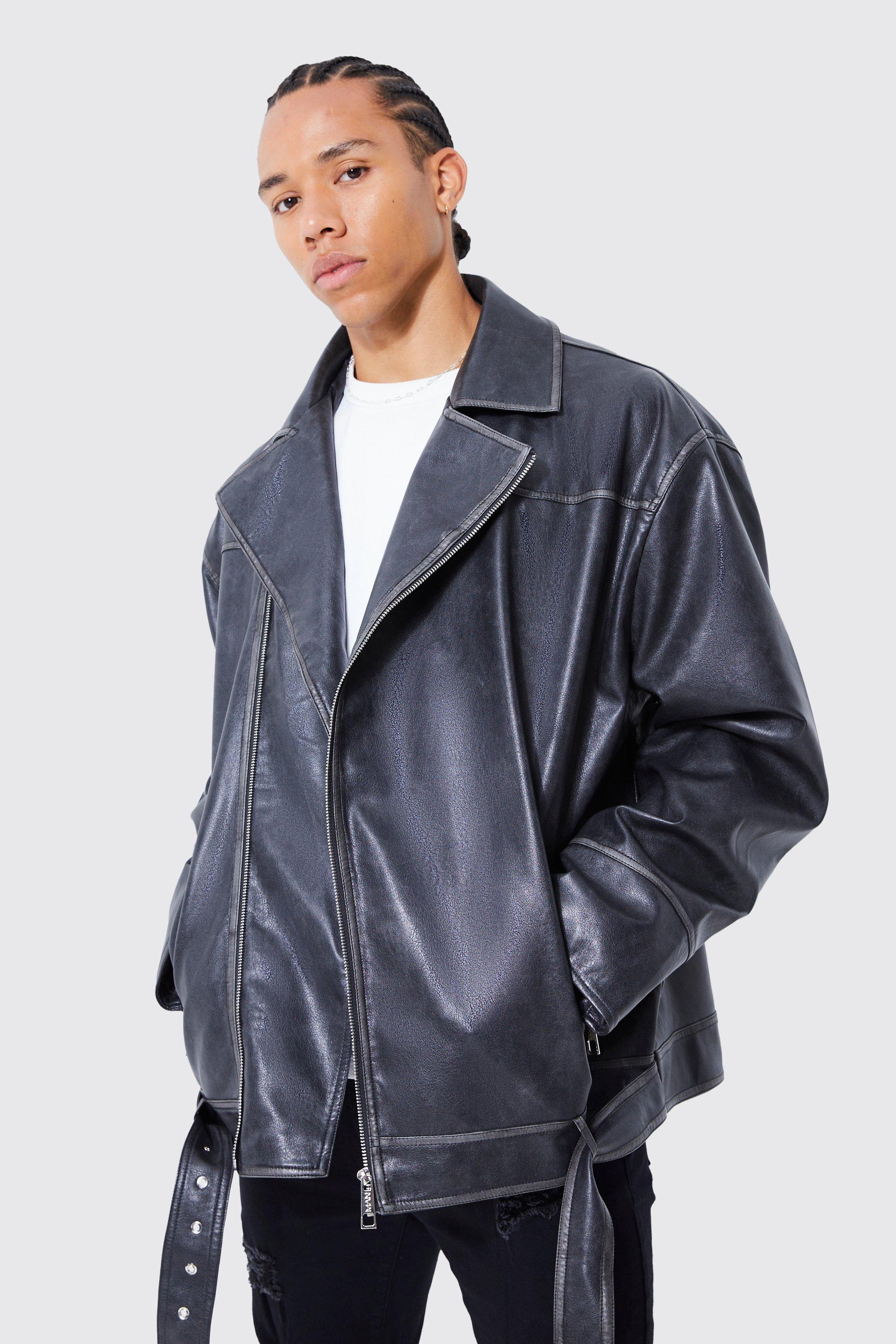 Oversized PU leather riders jacket