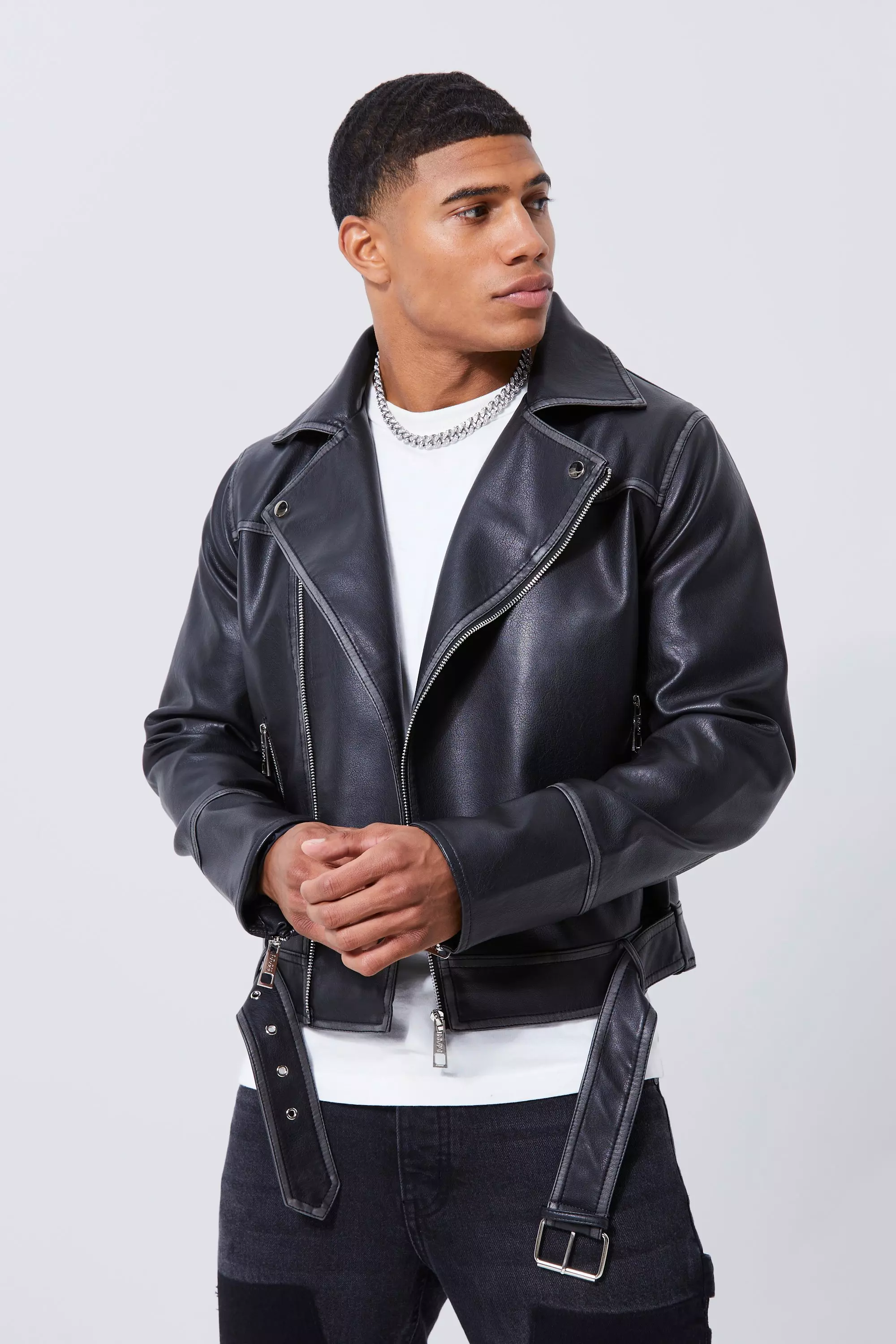 Boxy Vintage Pu Biker Jacket