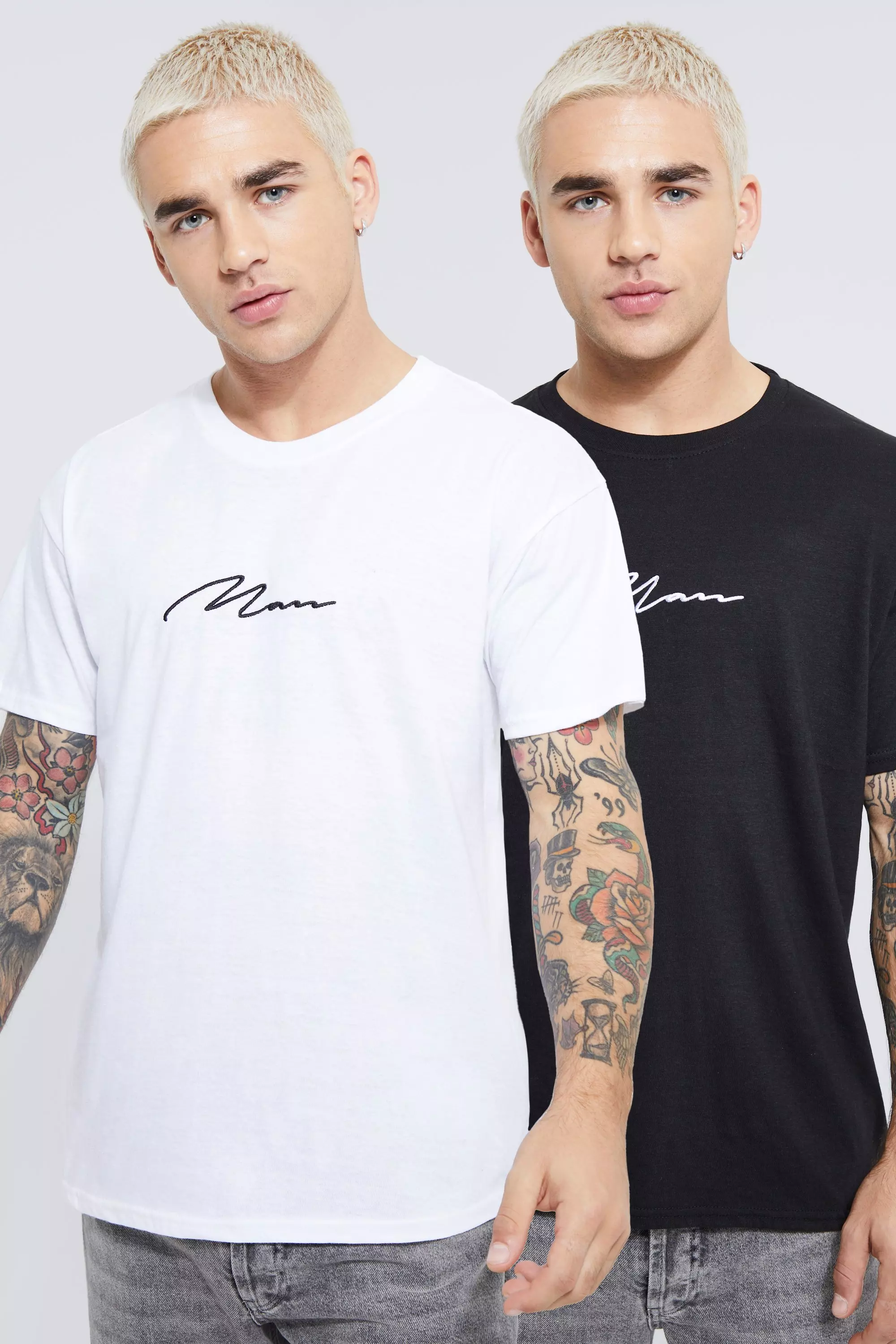 2 Pack Man Signature T-shirt | boohooMAN USA