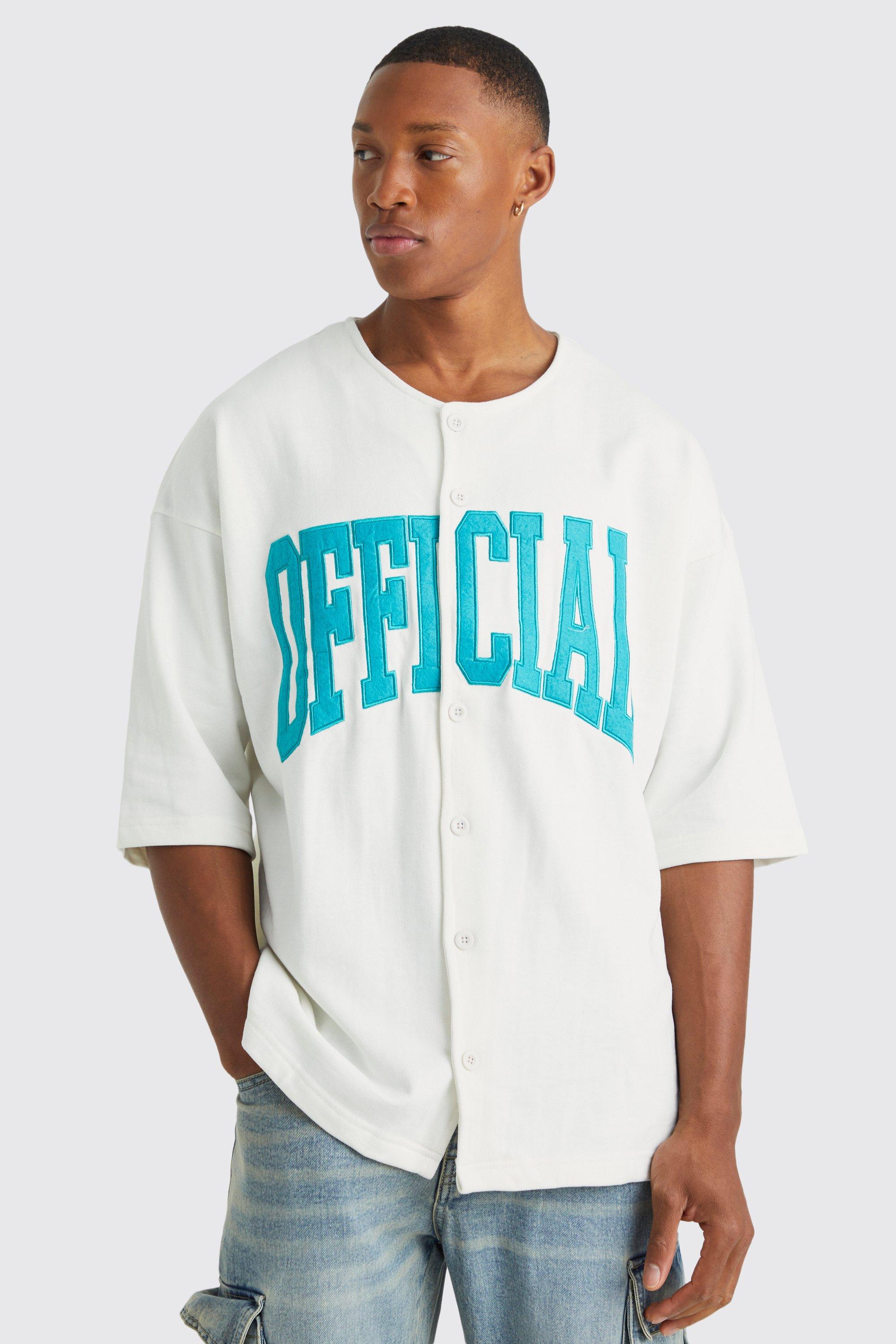 Mens Cream Oversized Official Baseball Shirt, Cream
