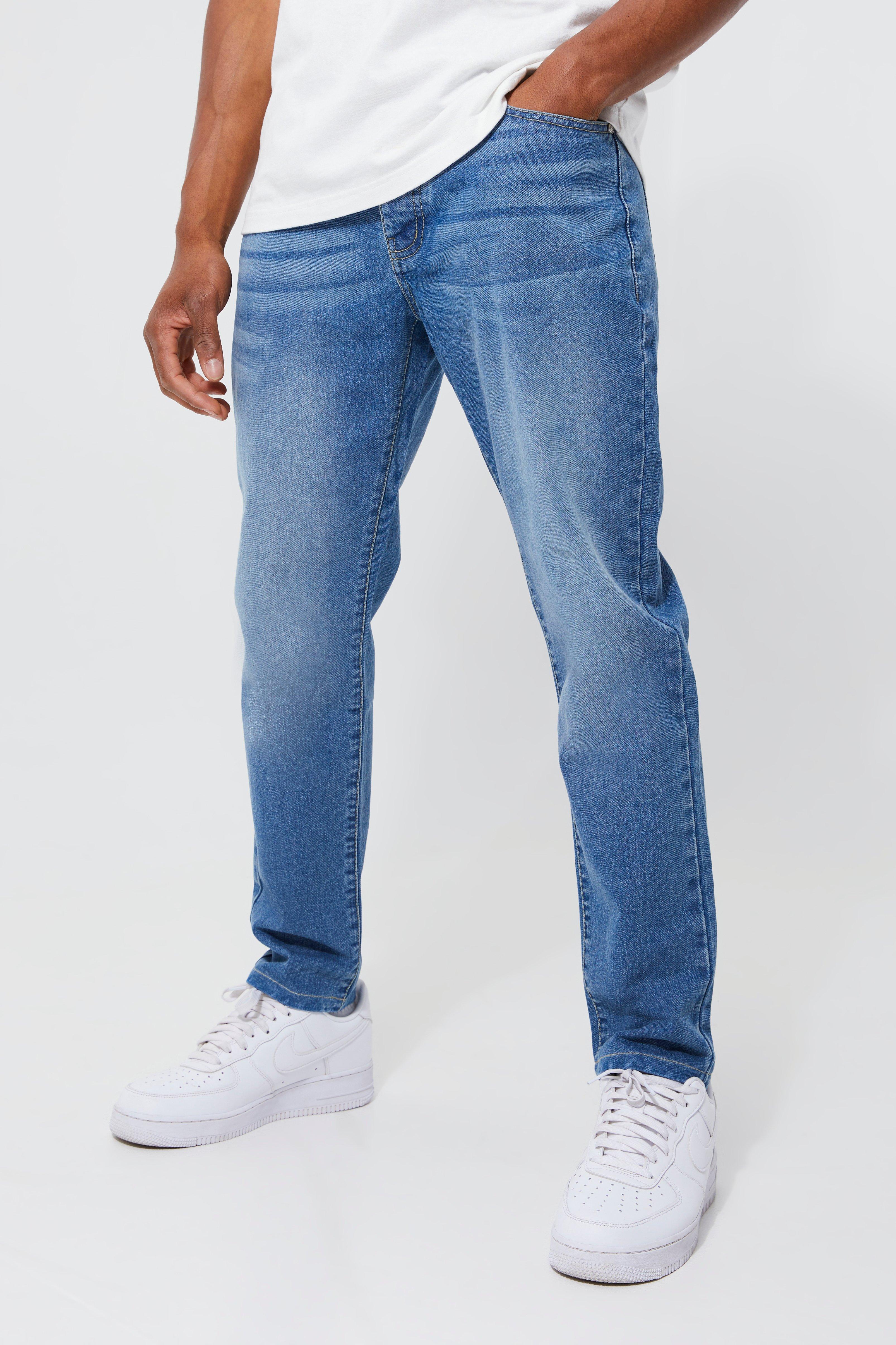 Mens Blue Tapered Fit Rigid Jeans, Blue