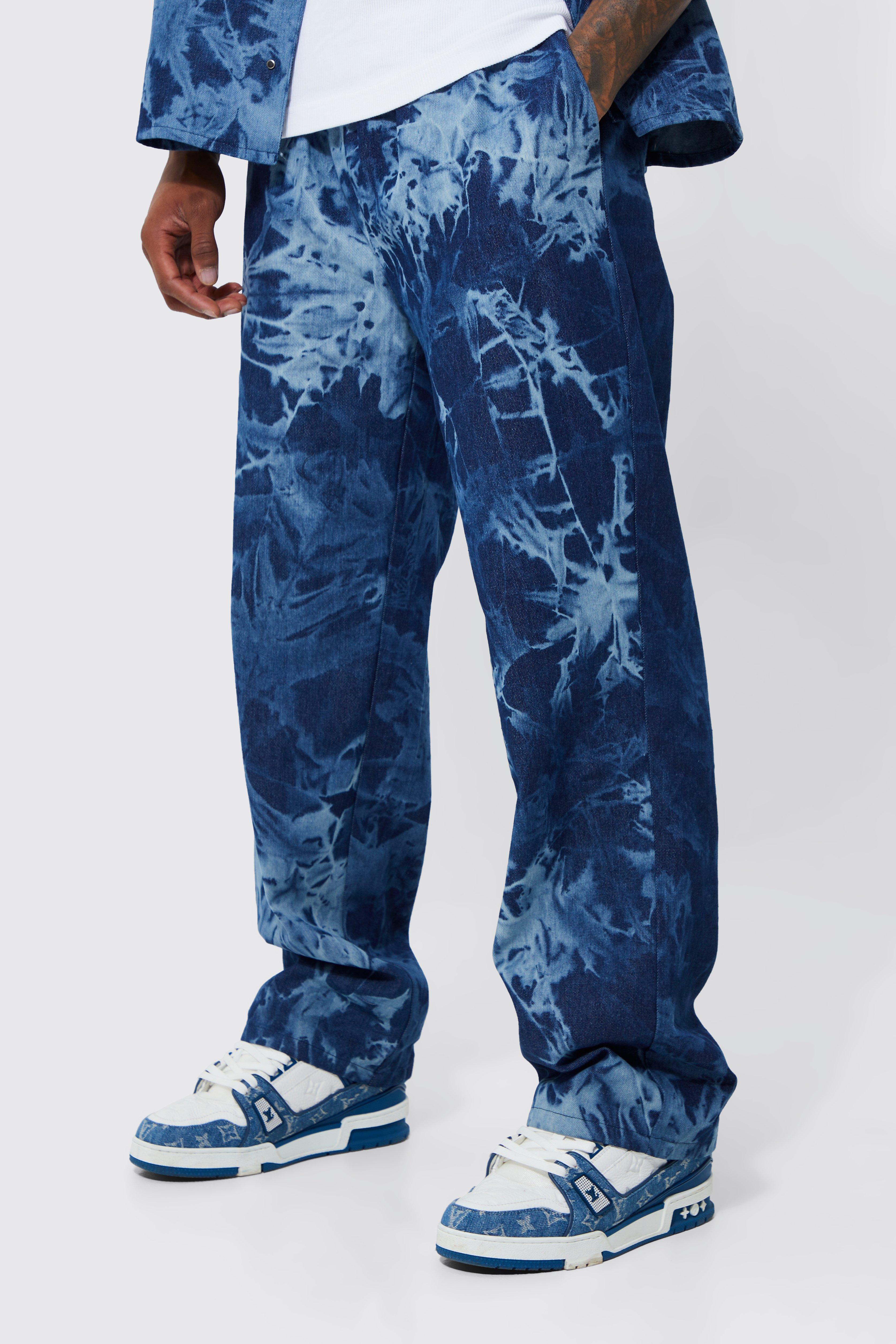 pantalon droit à taille élastique homme - bleu - xl, bleu