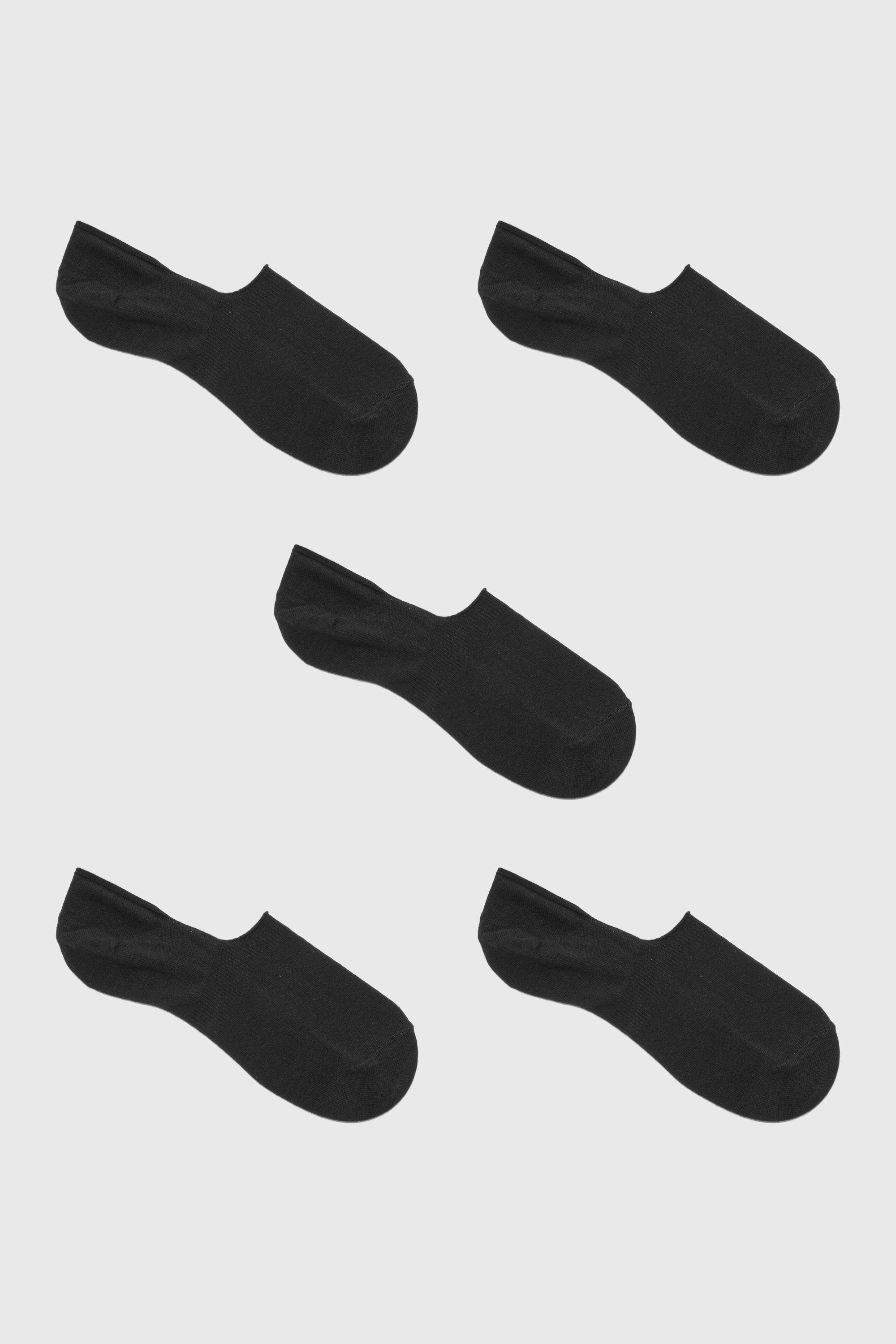 Mens Black 5 Pack Plain Invisible Socks, Black
